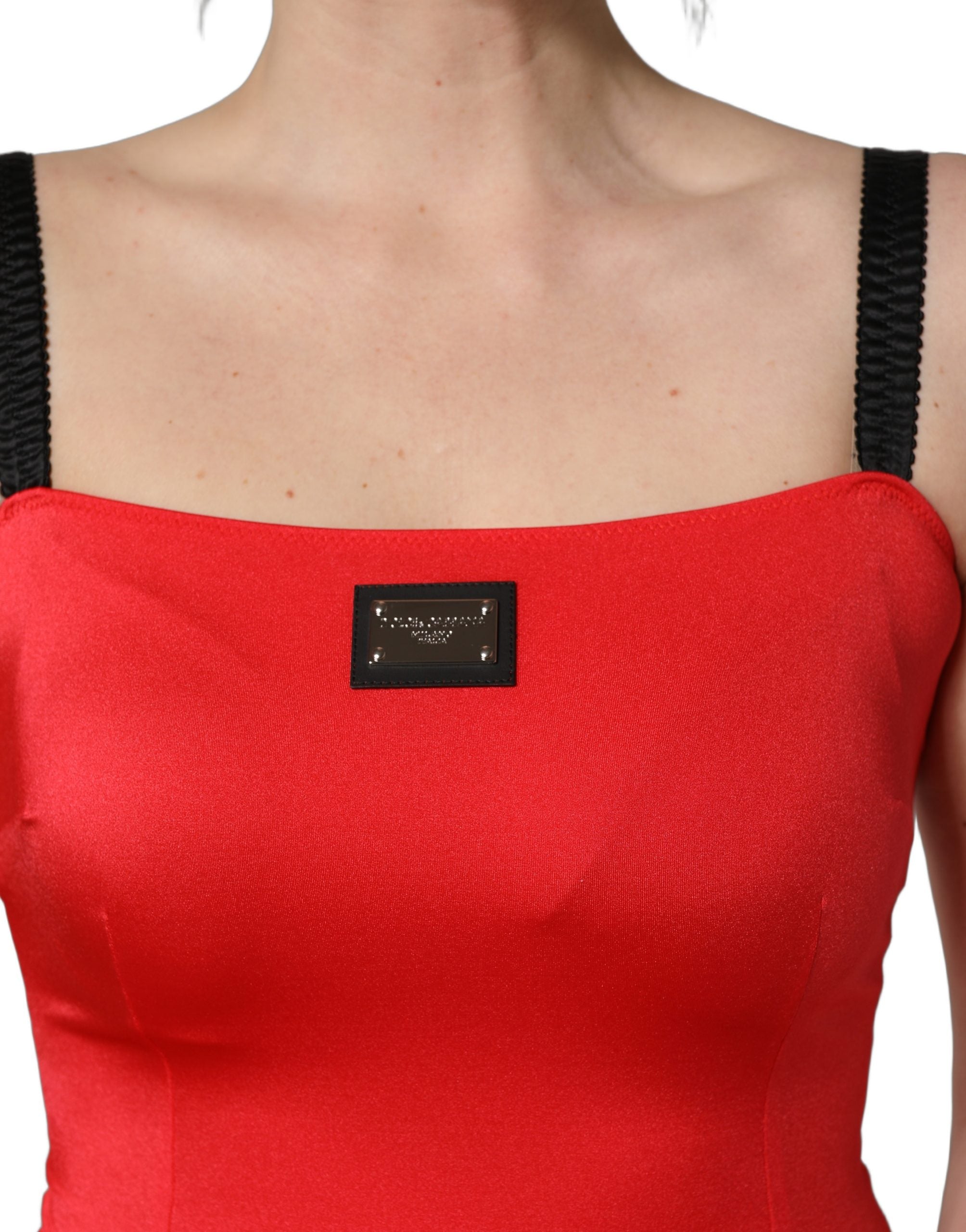 Dolce & Gabbana Red Nylon Blend Cady Sleeveless Mini Dress Dolce & Gabbana