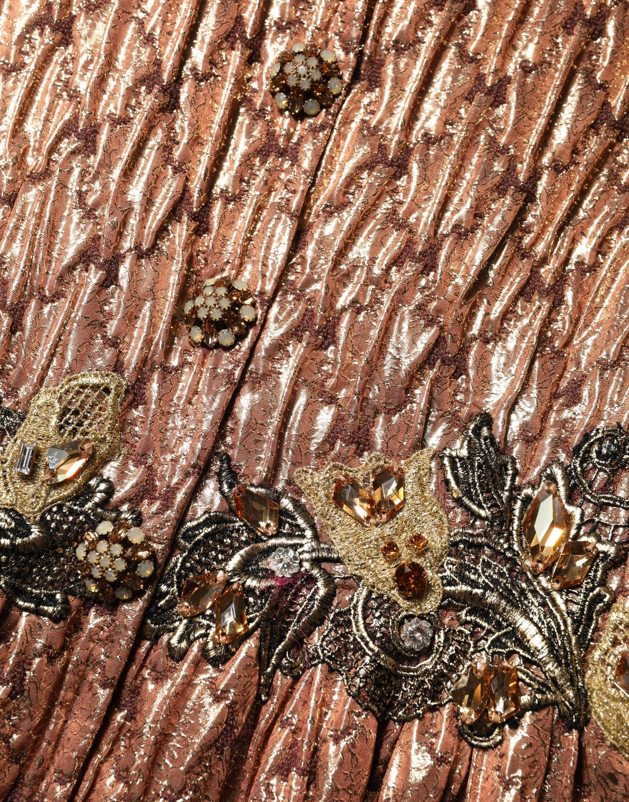 Dolce & Gabbana Brown Metallic Crystal Evening Gown Dress Dolce & Gabbana