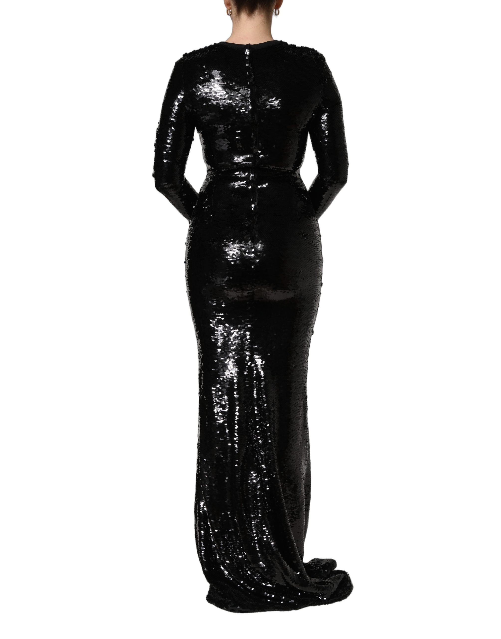 Dolce & Gabbana Black Bodycon Mermaid Sequinned Gown Dress Dolce & Gabbana