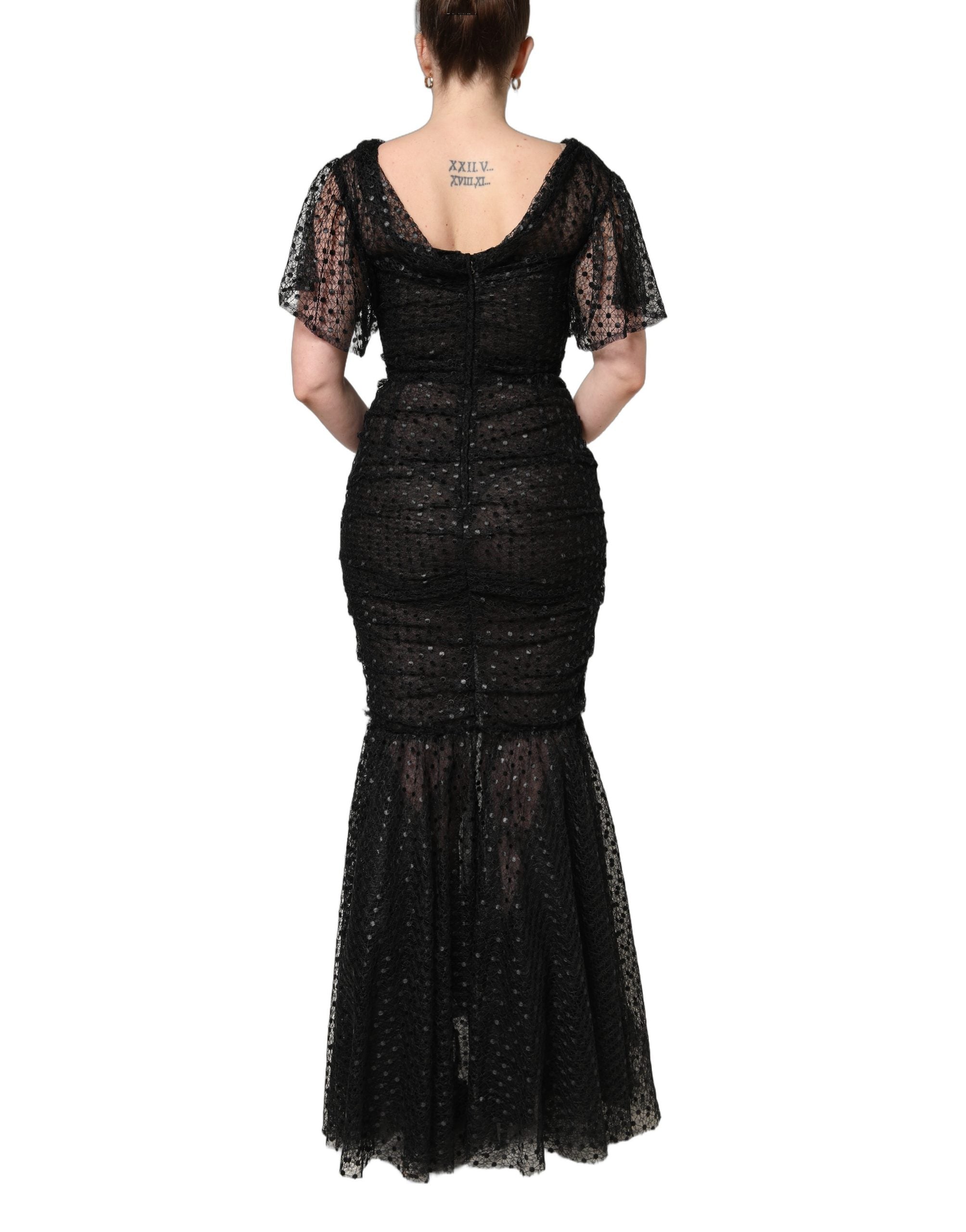 Dolce & Gabbana Black Sequinned Mermaid Evening Gown Dress Dolce & Gabbana