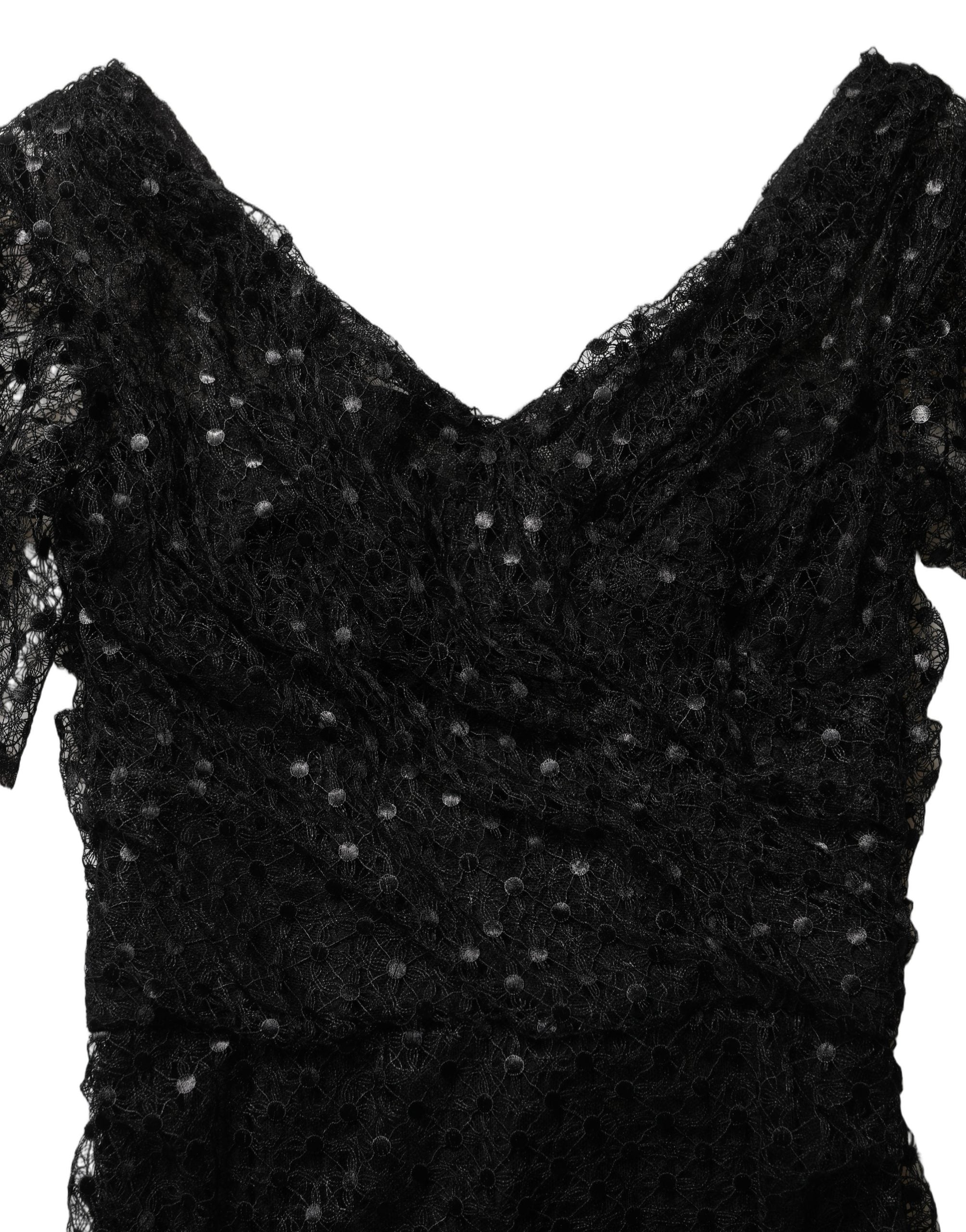 Dolce & Gabbana Black Sequinned Mermaid Evening Gown Dress Dolce & Gabbana