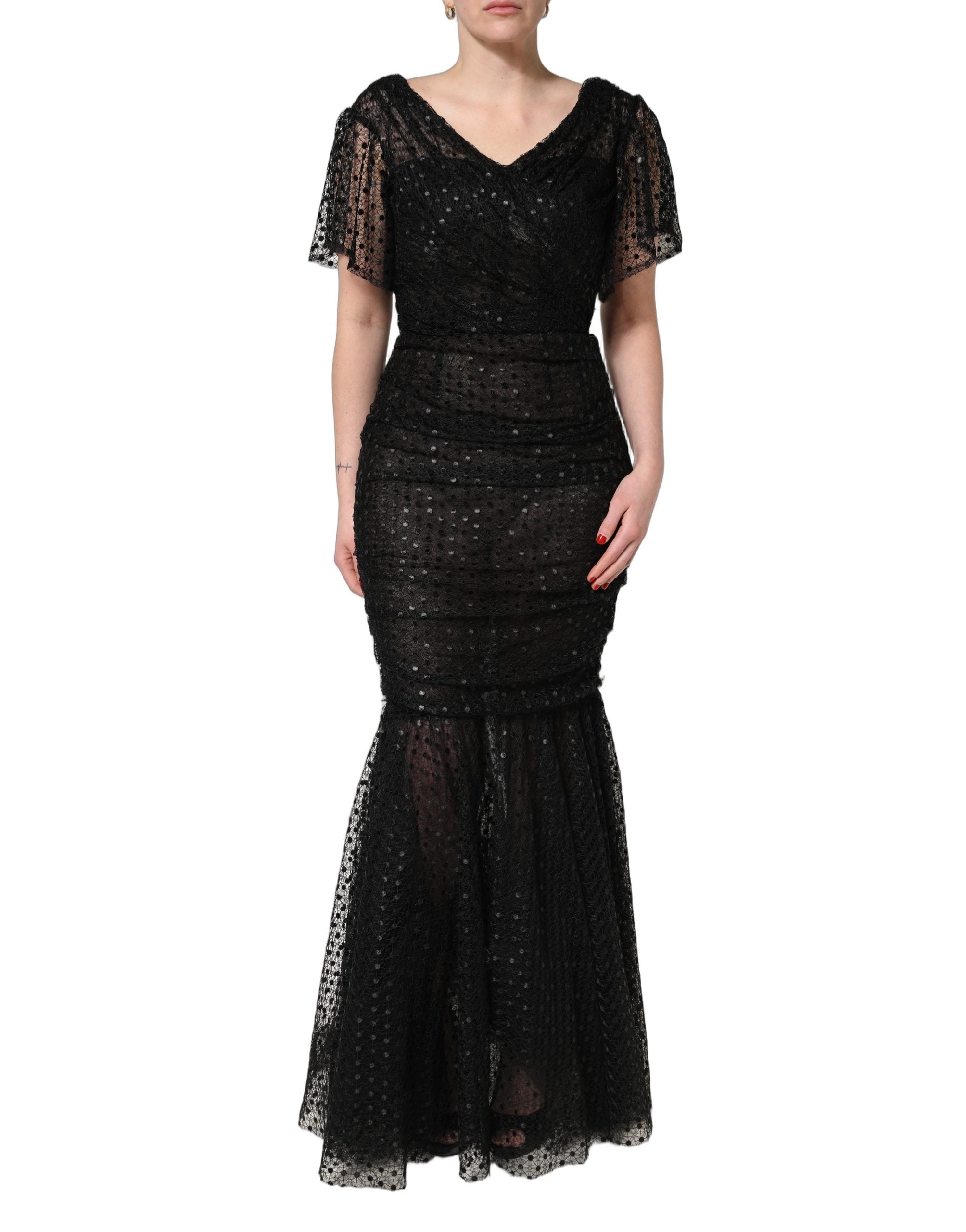 Dolce & Gabbana Black Sequinned Mermaid Evening Gown Dress Dolce & Gabbana