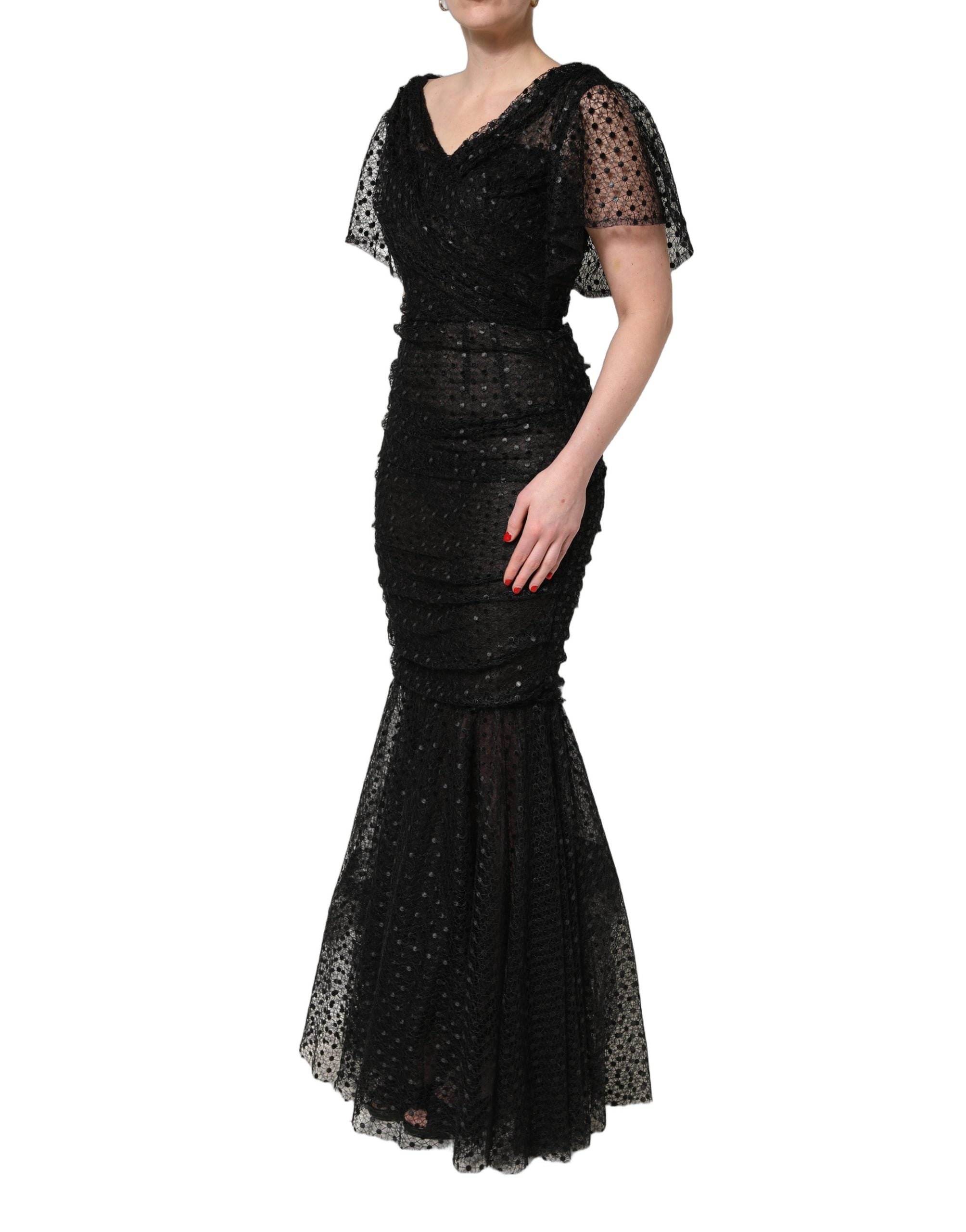 Dolce & Gabbana Black Sequinned Mermaid Evening Gown Dress Dolce & Gabbana
