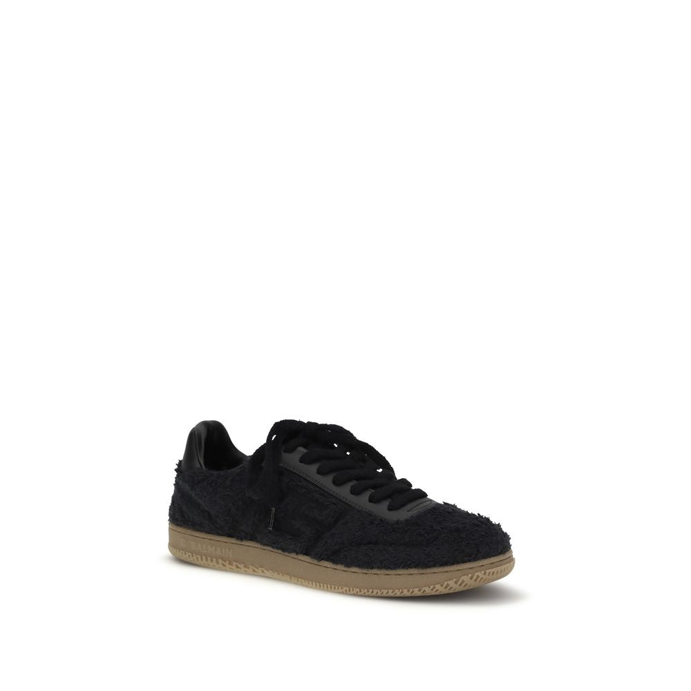Balmain Black Suede Leather Low Top Sneakers Balmain