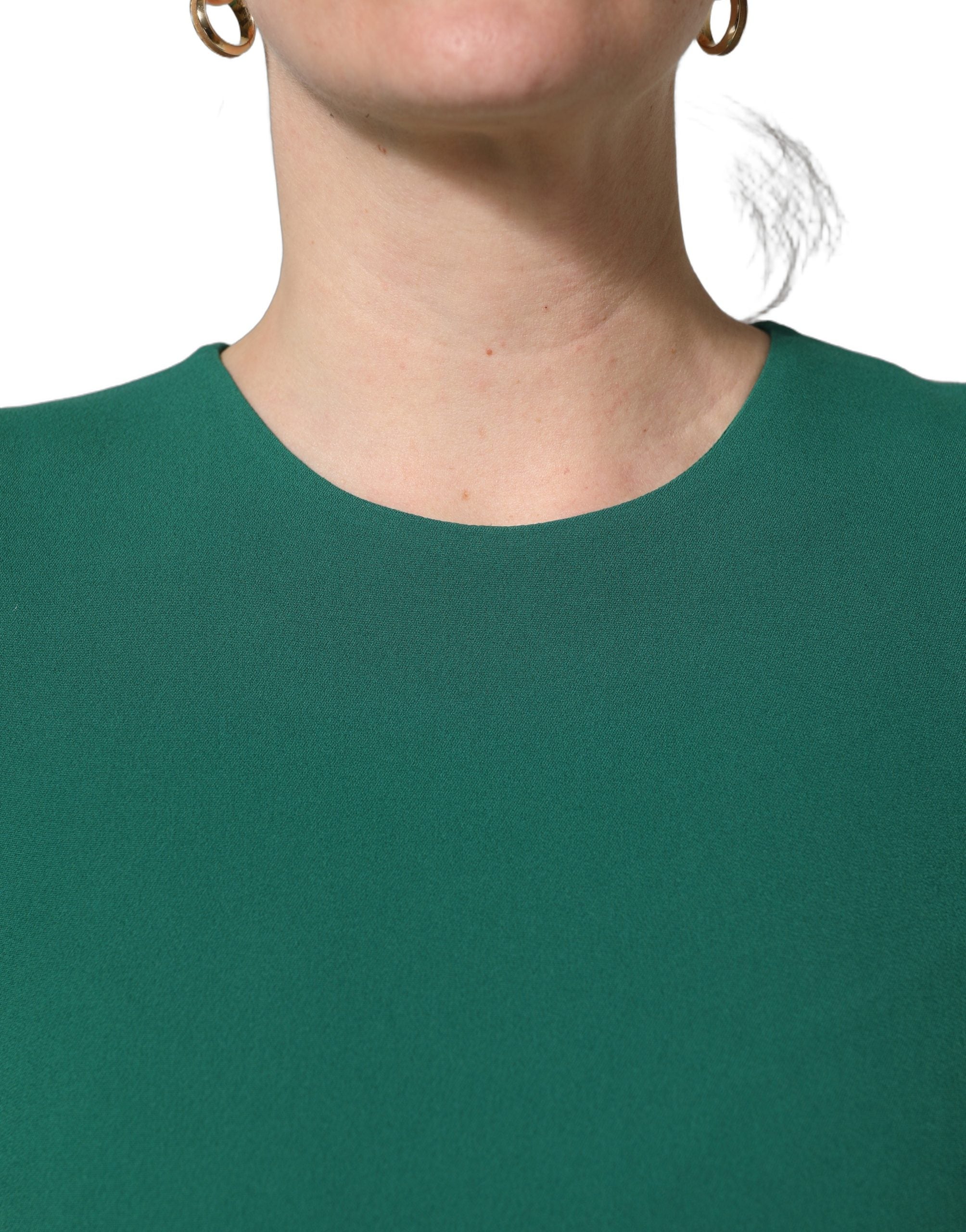 Dolce & Gabbana Green Viscose Long Sleeves A-line Mini Dress Dolce & Gabbana