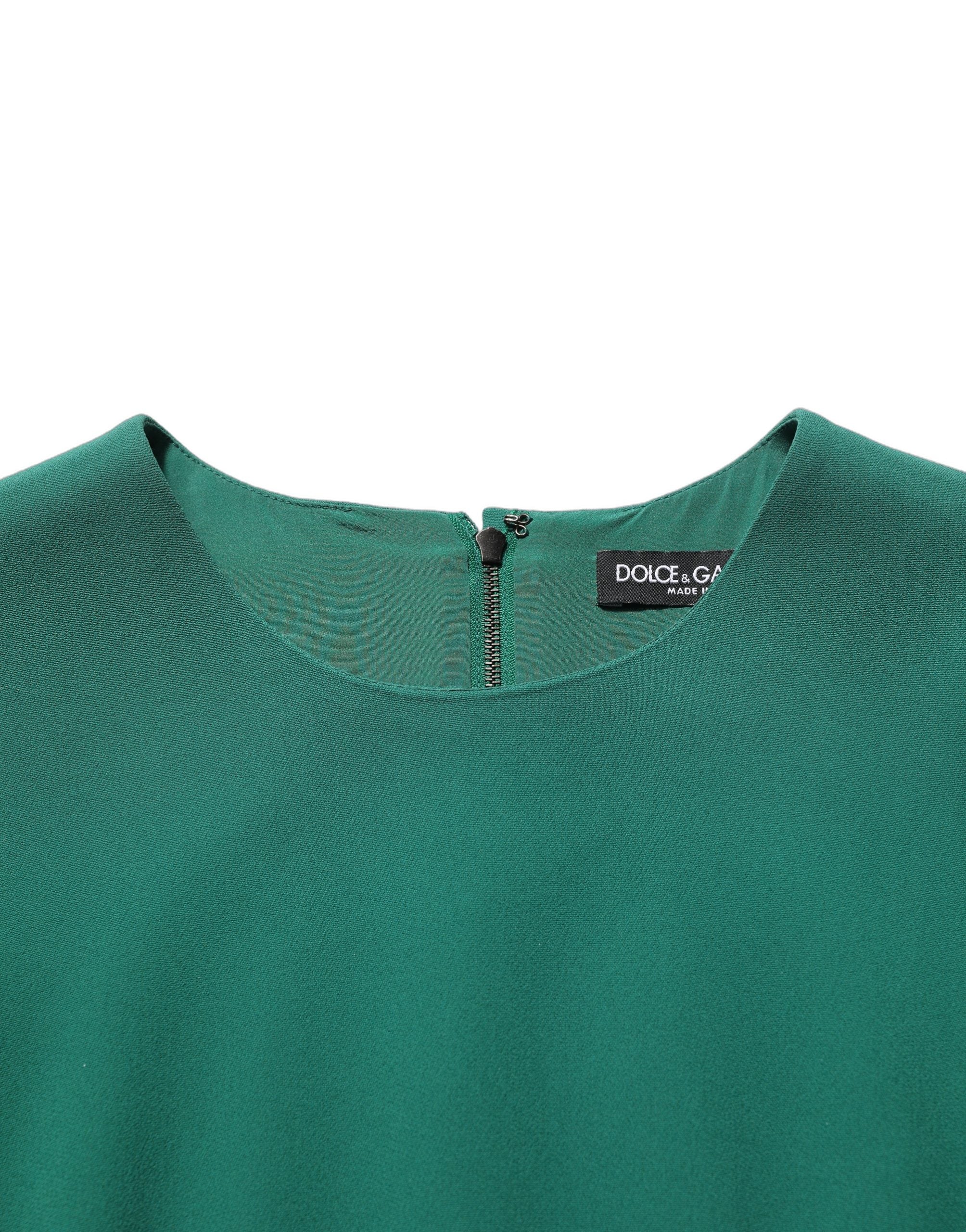 Dolce & Gabbana Green Viscose Long Sleeves A-line Mini Dress Dolce & Gabbana