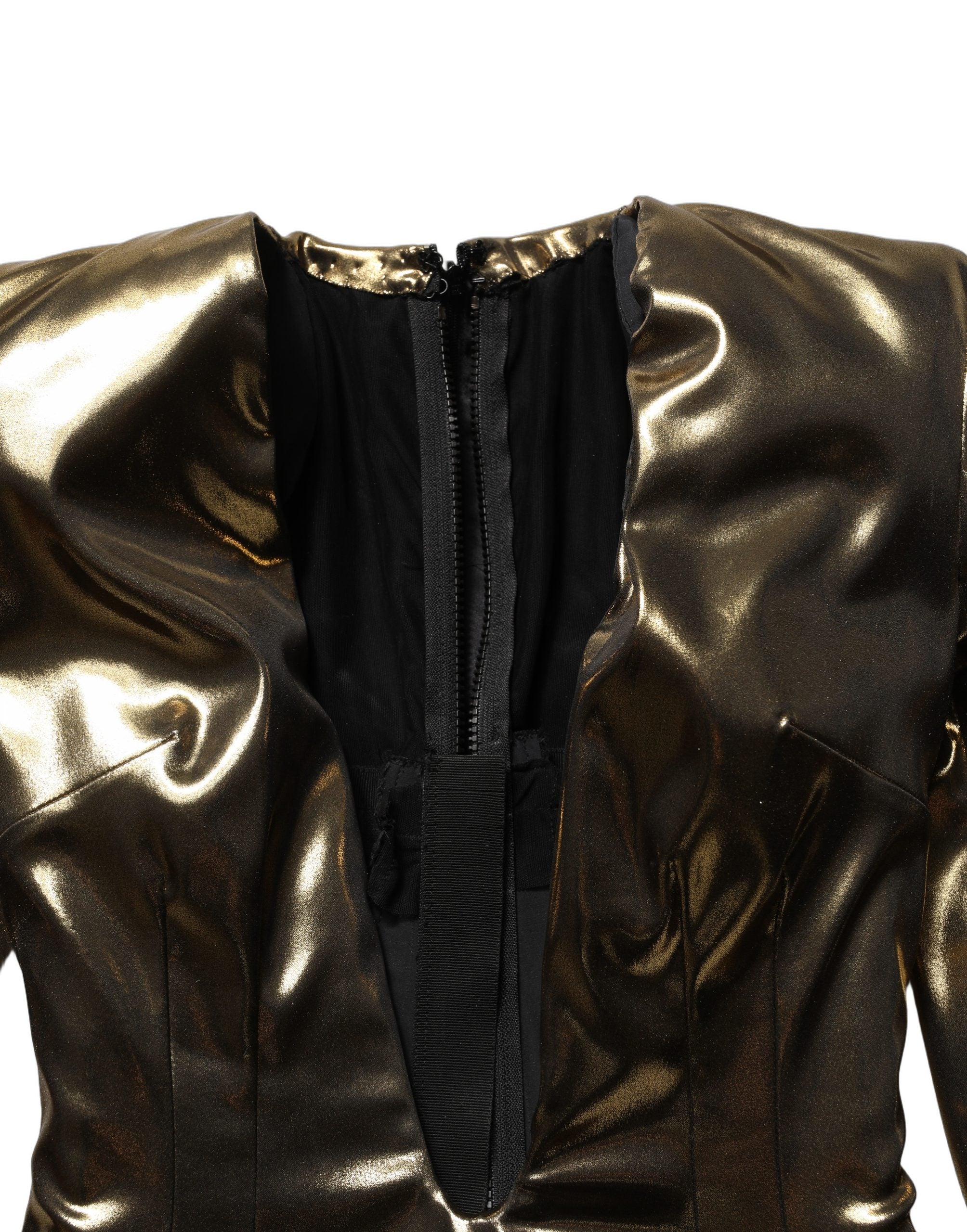 Dolce & Gabbana Gold Plunging Neckline Sheath Mini Dress Dolce & Gabbana