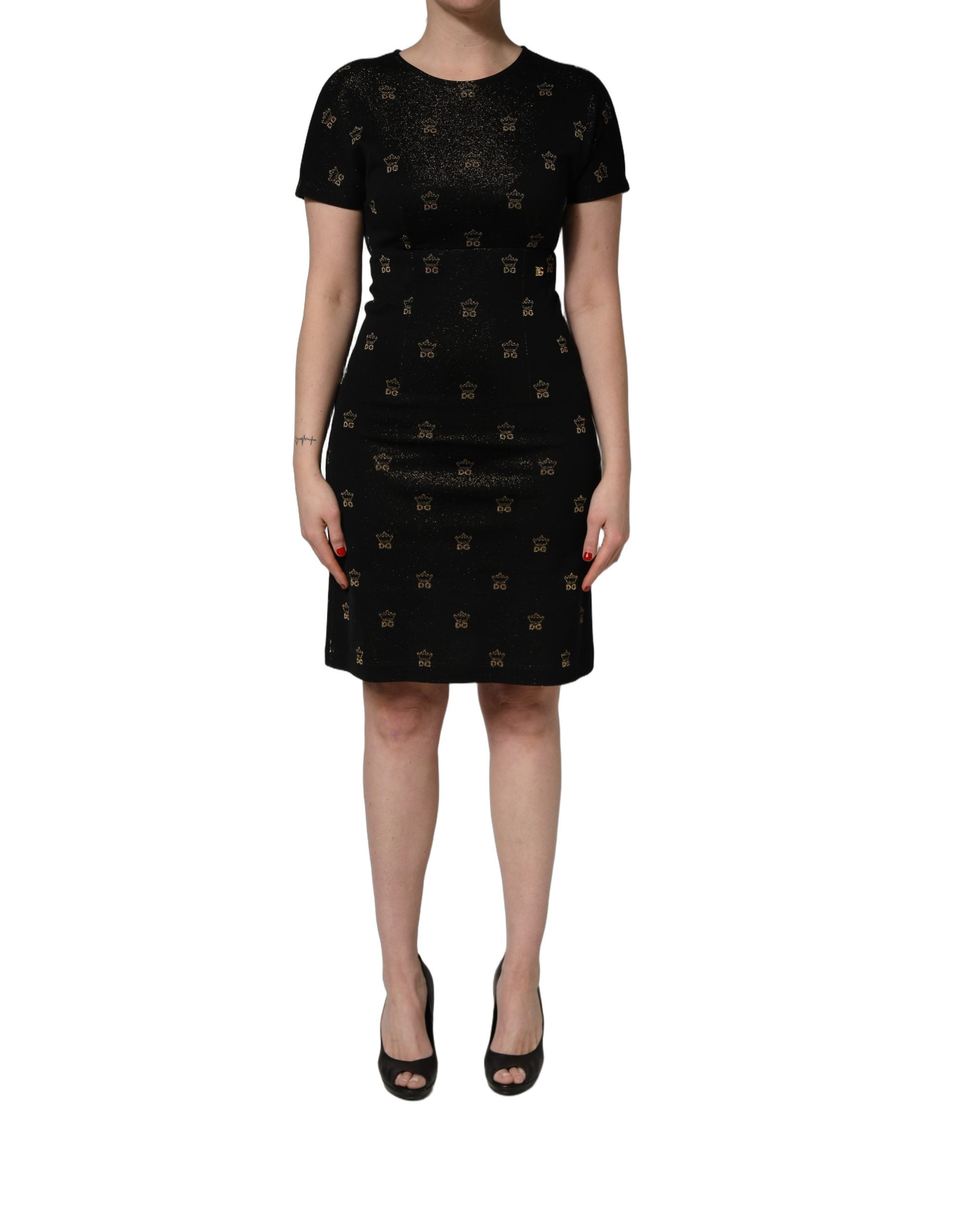 Dolce & Gabbana Black DG Crown Short-Sleeve Sheath Dress Dolce & Gabbana
