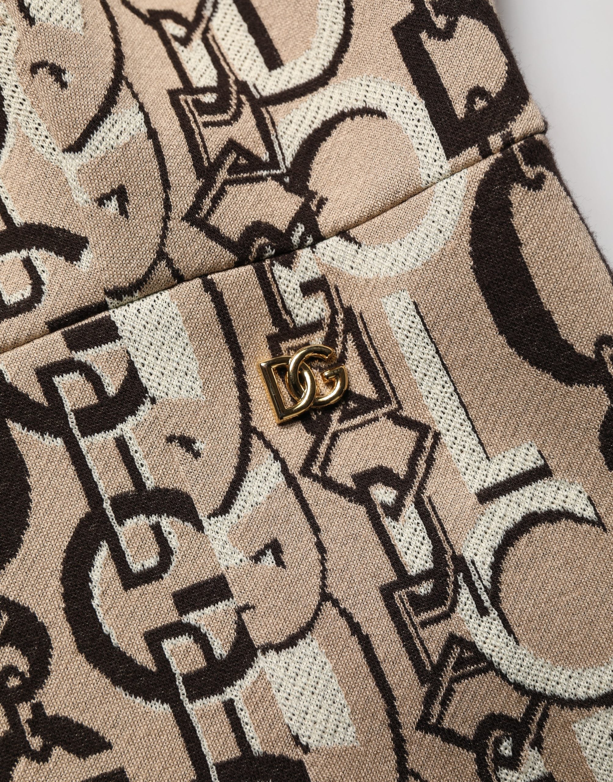 Dolce & Gabbana Brown DG Logo Chain Short-Sleeve Sheath Dress Dolce & Gabbana