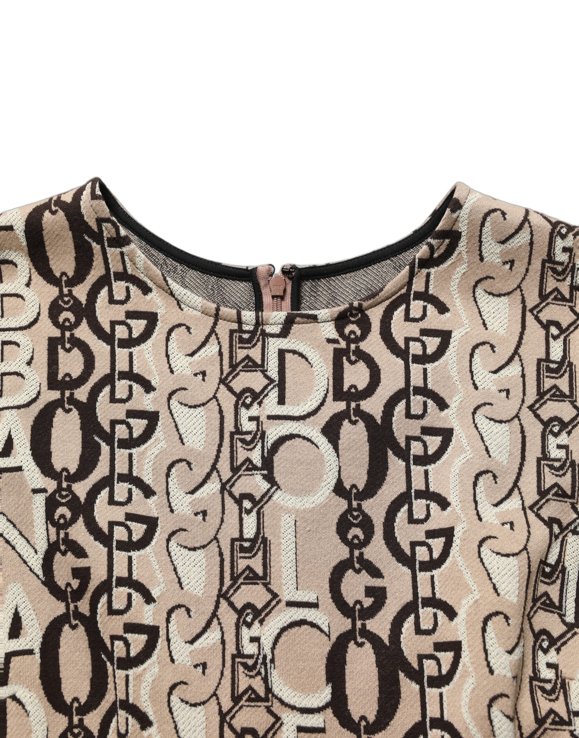 Dolce & Gabbana Brown DG Logo Chain Short-Sleeve Sheath Dress Dolce & Gabbana