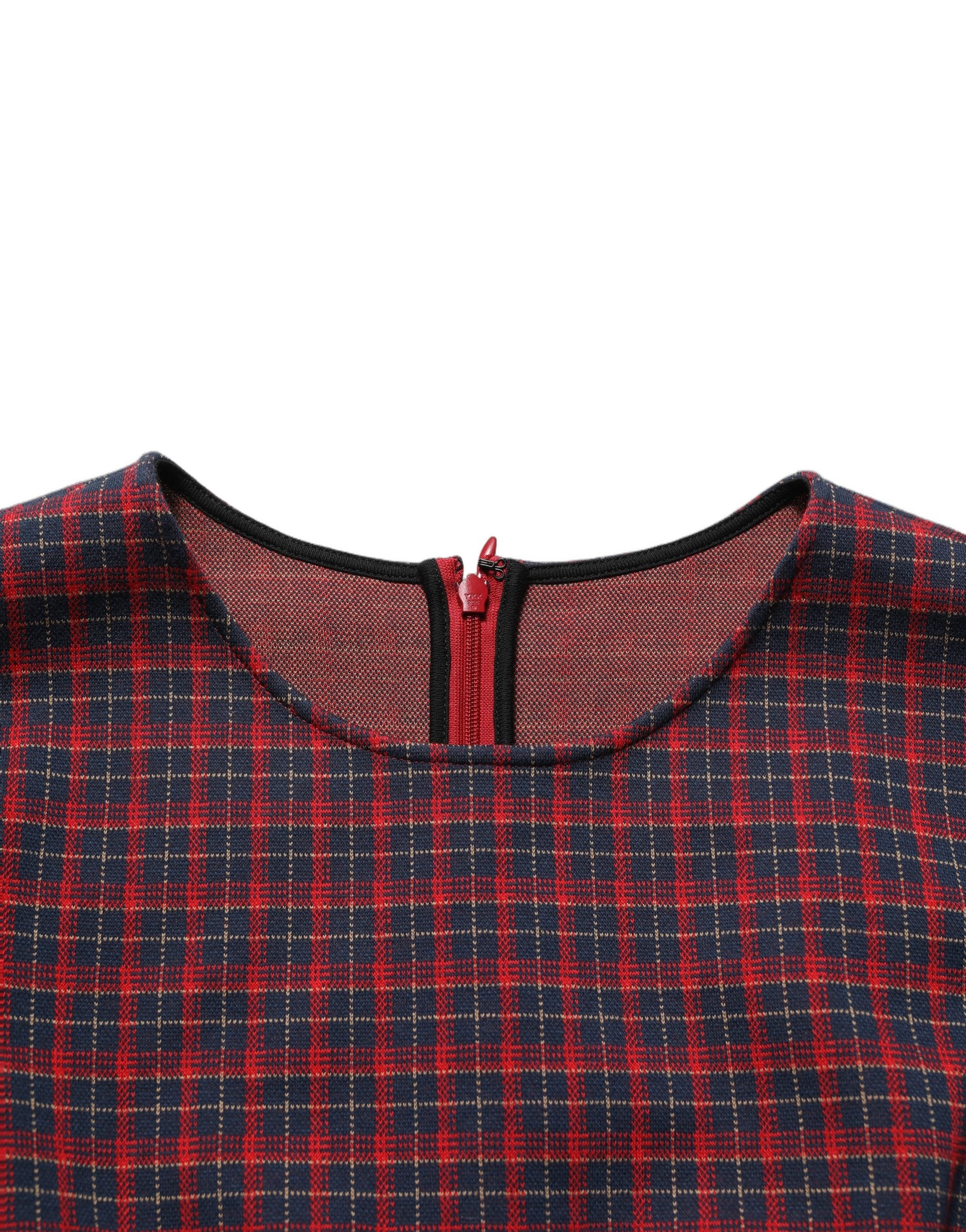 Dolce & Gabbana Red Black Checkered ShortSleeve Sheath Dress Dolce & Gabbana
