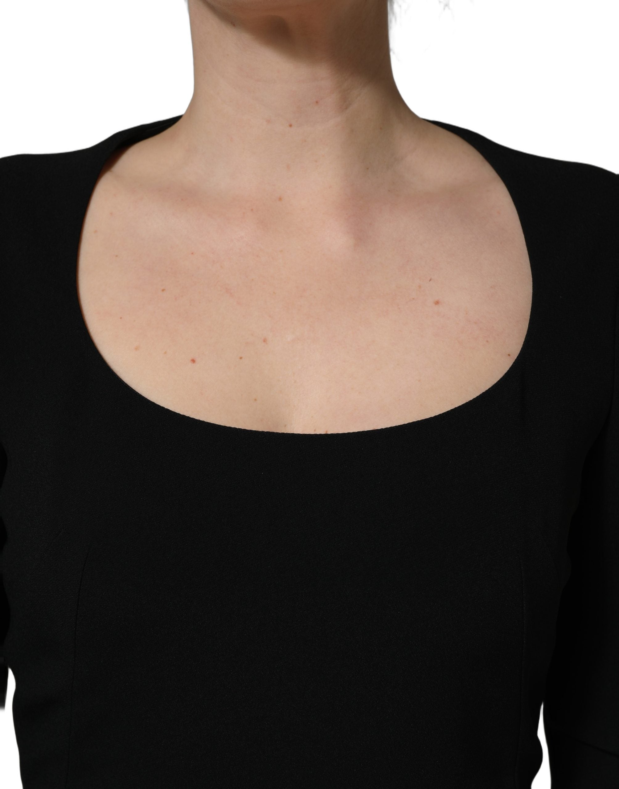 Roberto Cavalli Black Long Sleeves Scoop Neck Mini Dress Roberto Cavalli