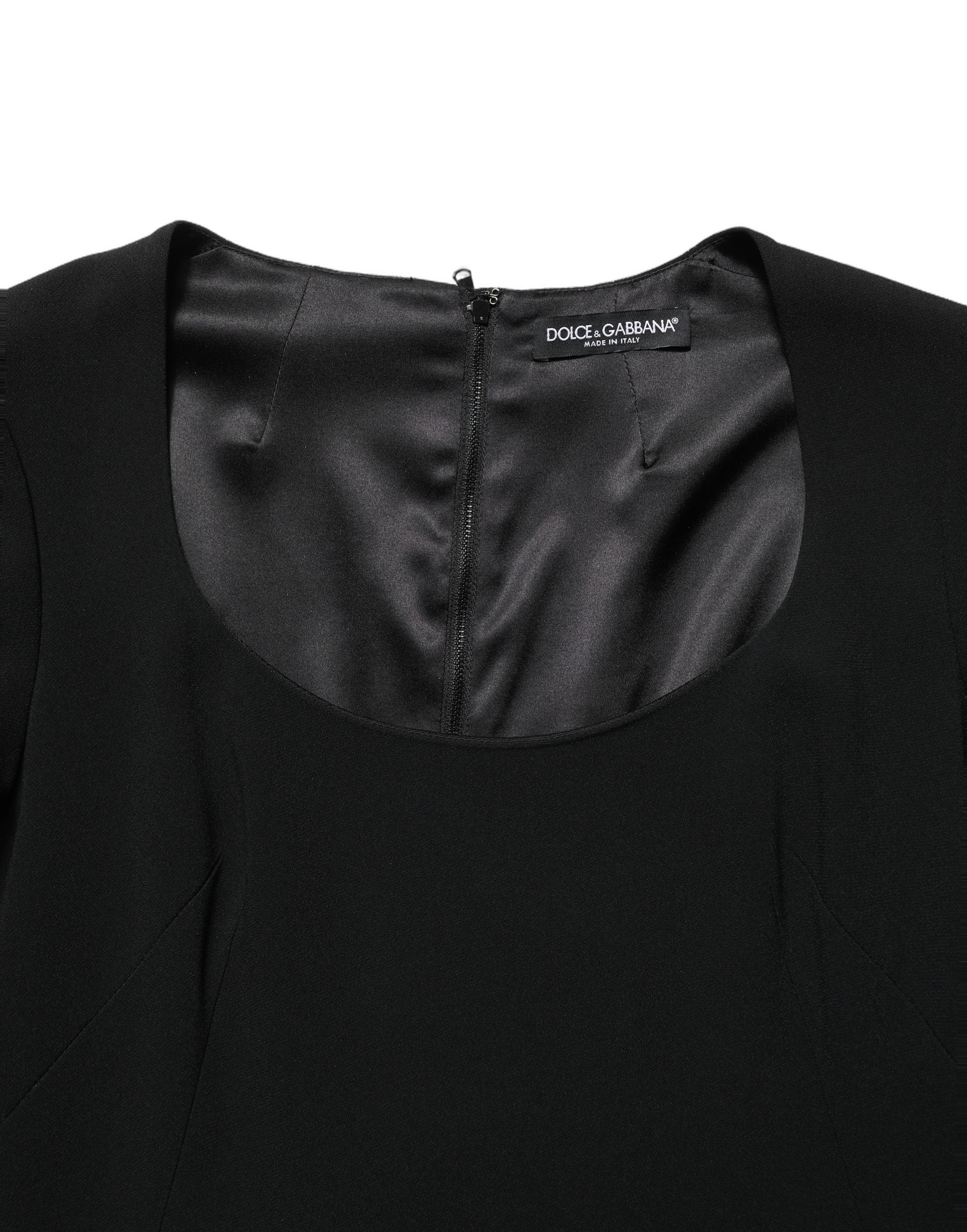 Roberto Cavalli Black Long Sleeves Scoop Neck Mini Dress Roberto Cavalli