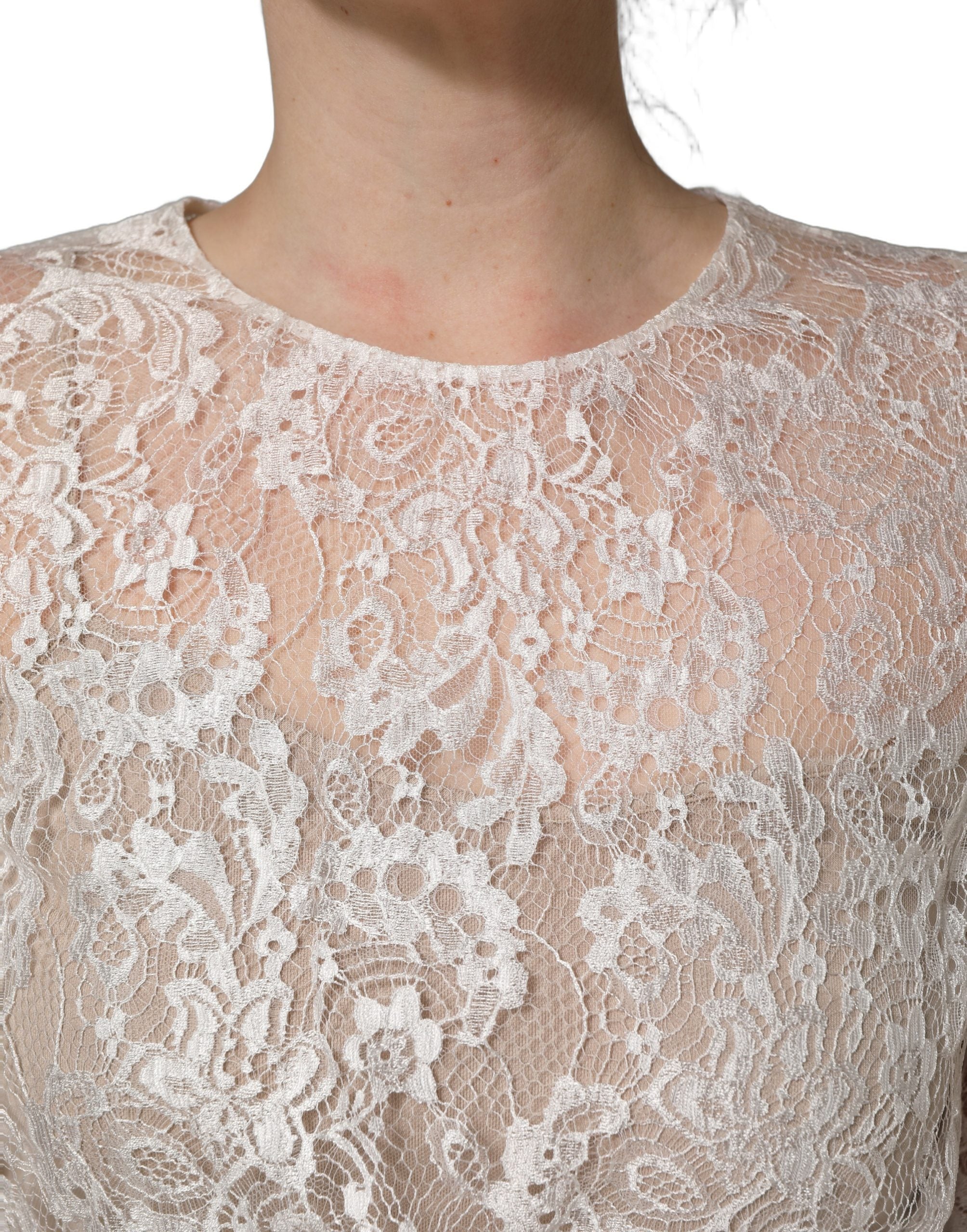 Dolce & Gabbana White Lace Top Embellished Black Skirt Dress Dolce & Gabbana