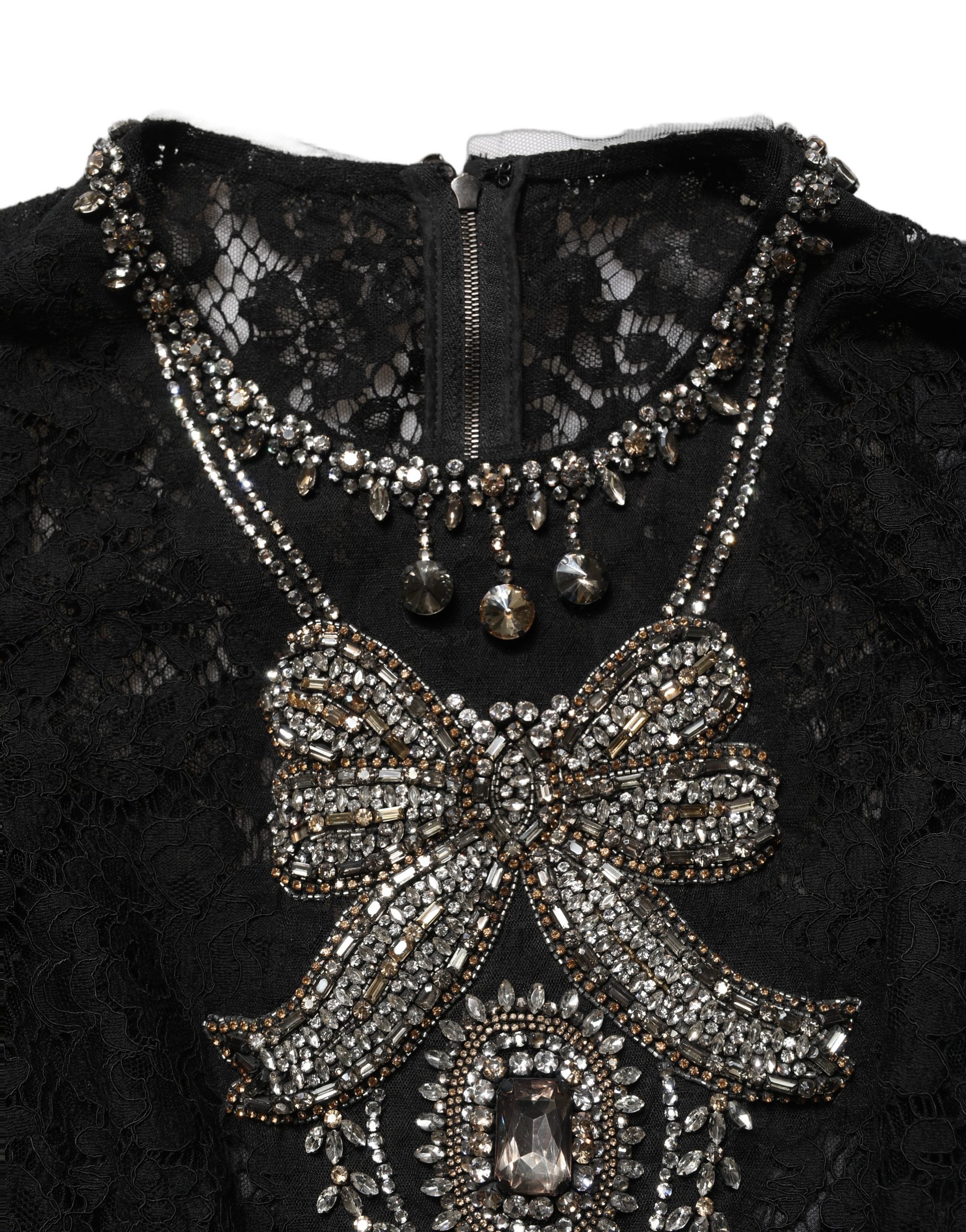 Dolce & Gabbana Black Crystal Embellished Sheath Midi Dress Dolce & Gabbana