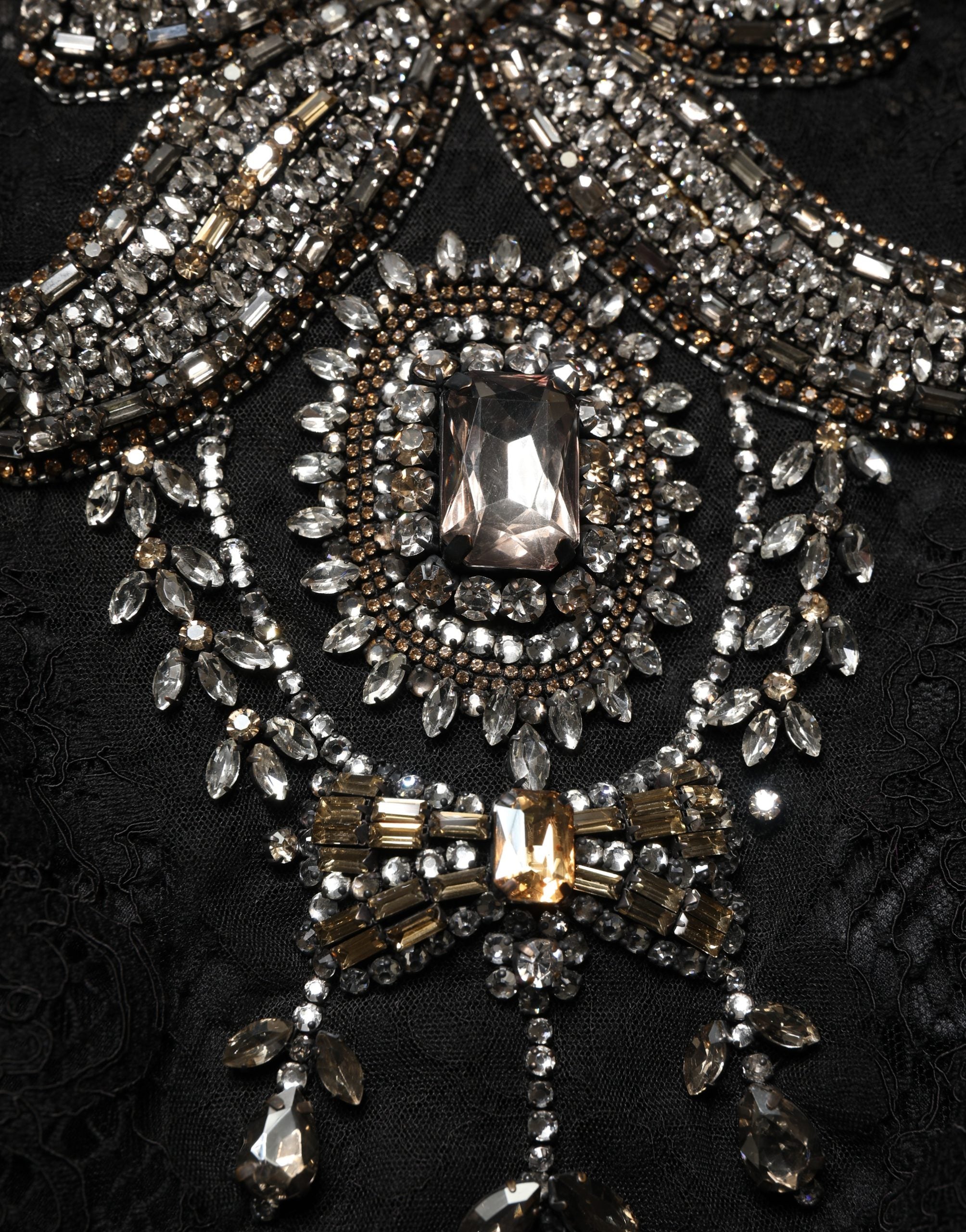 Dolce & Gabbana Black Crystal Embellished Sheath Midi Dress Dolce & Gabbana