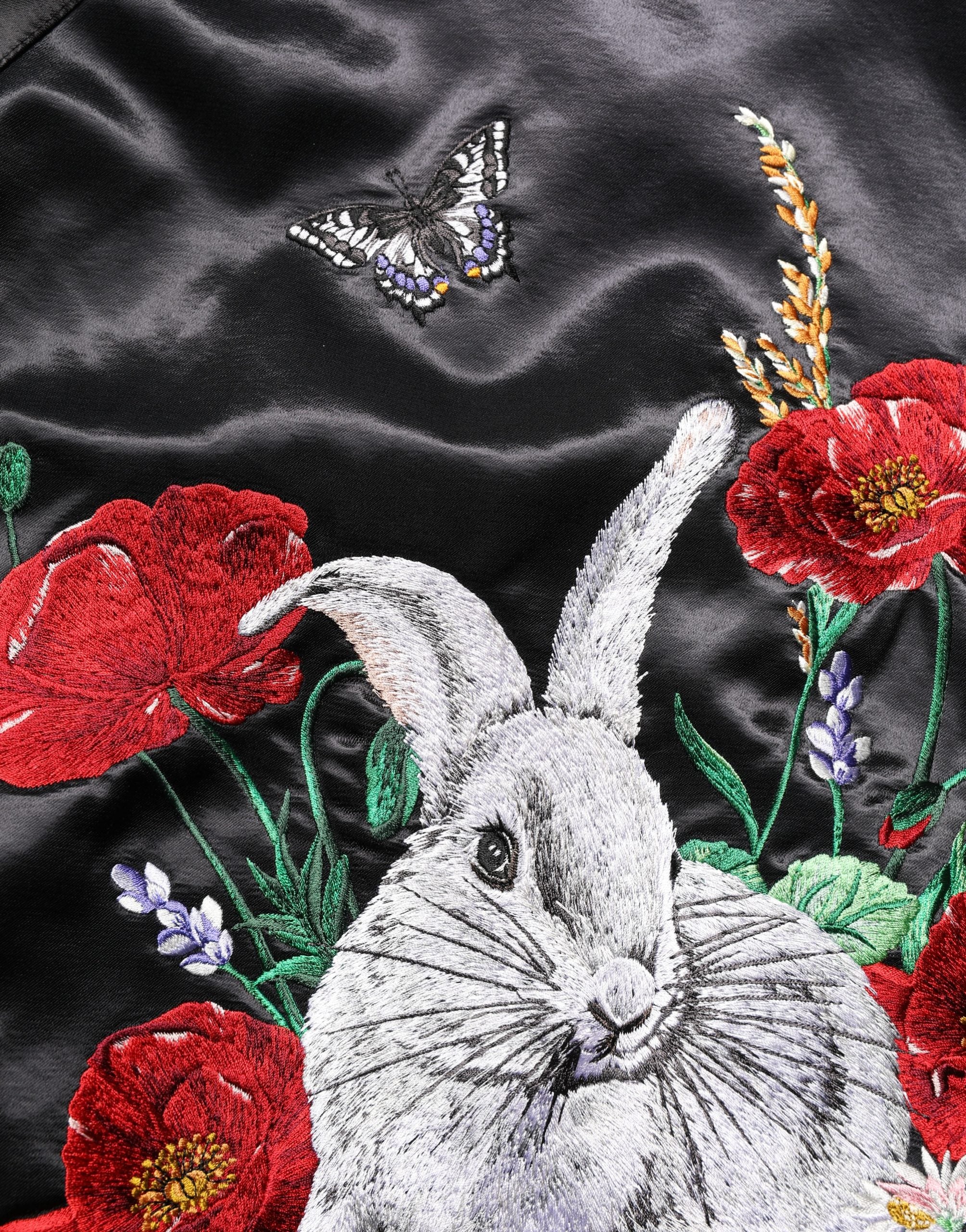 Dolce & Gabbana Black Satin Floral Embroidery Bomber Jacket Dolce & Gabbana