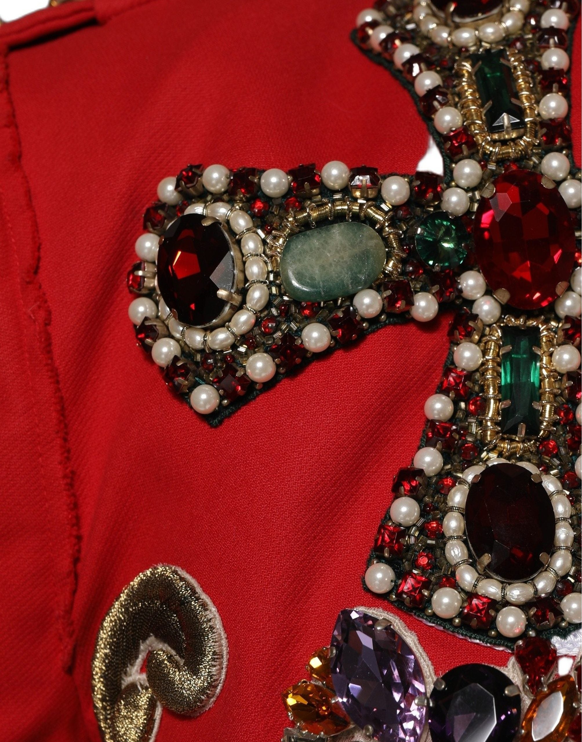 Dolce & Gabbana Multicolor Asymmetrical Ornate Jewel Cropped Jacket Dolce & Gabbana