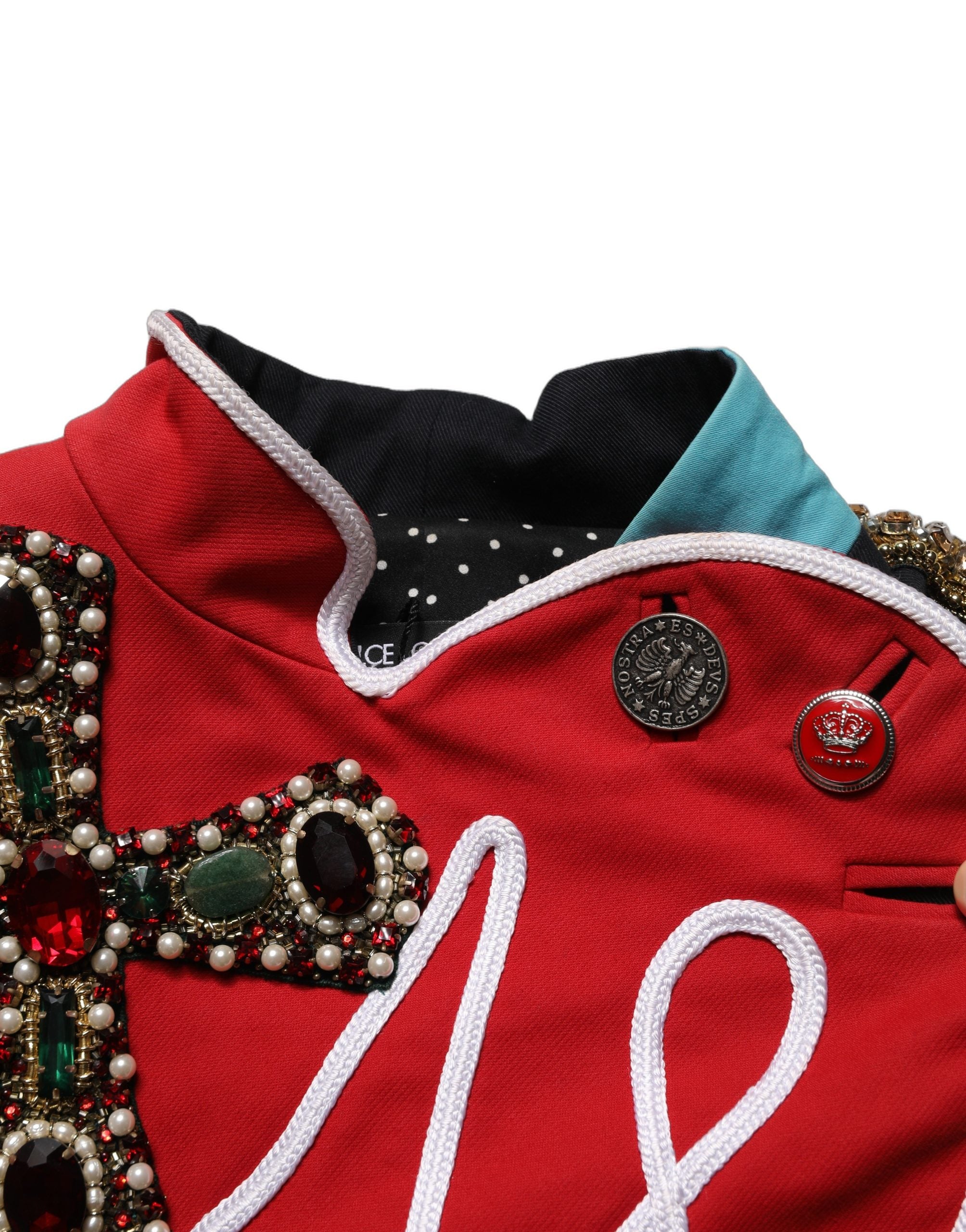 Dolce & Gabbana Multicolor Asymmetrical Ornate Jewel Cropped Jacket Dolce & Gabbana