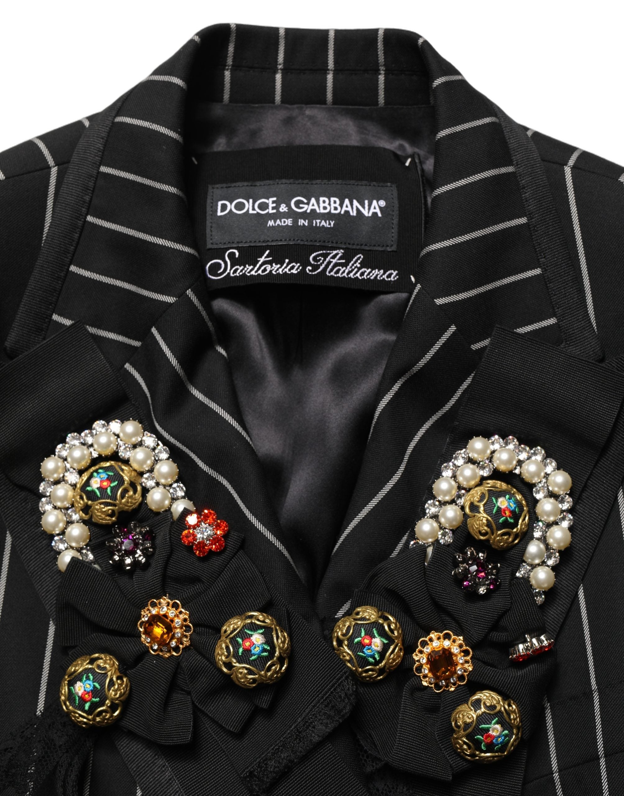 Dolce & Gabbana Black Stripe Double-Breasted Blazer Jacket Dolce & Gabbana