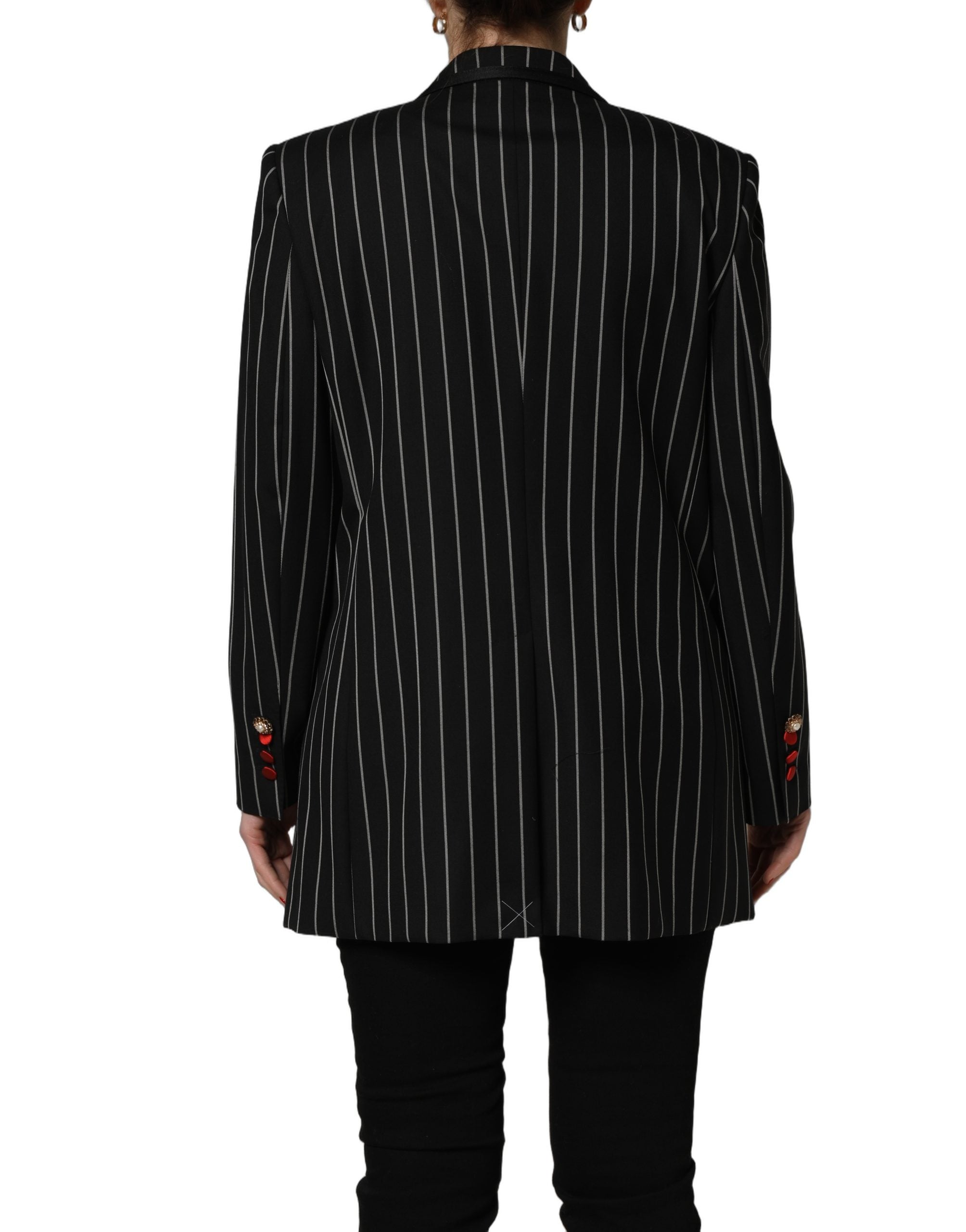 Dolce & Gabbana Black Stripe Double-Breasted Blazer Jacket Dolce & Gabbana