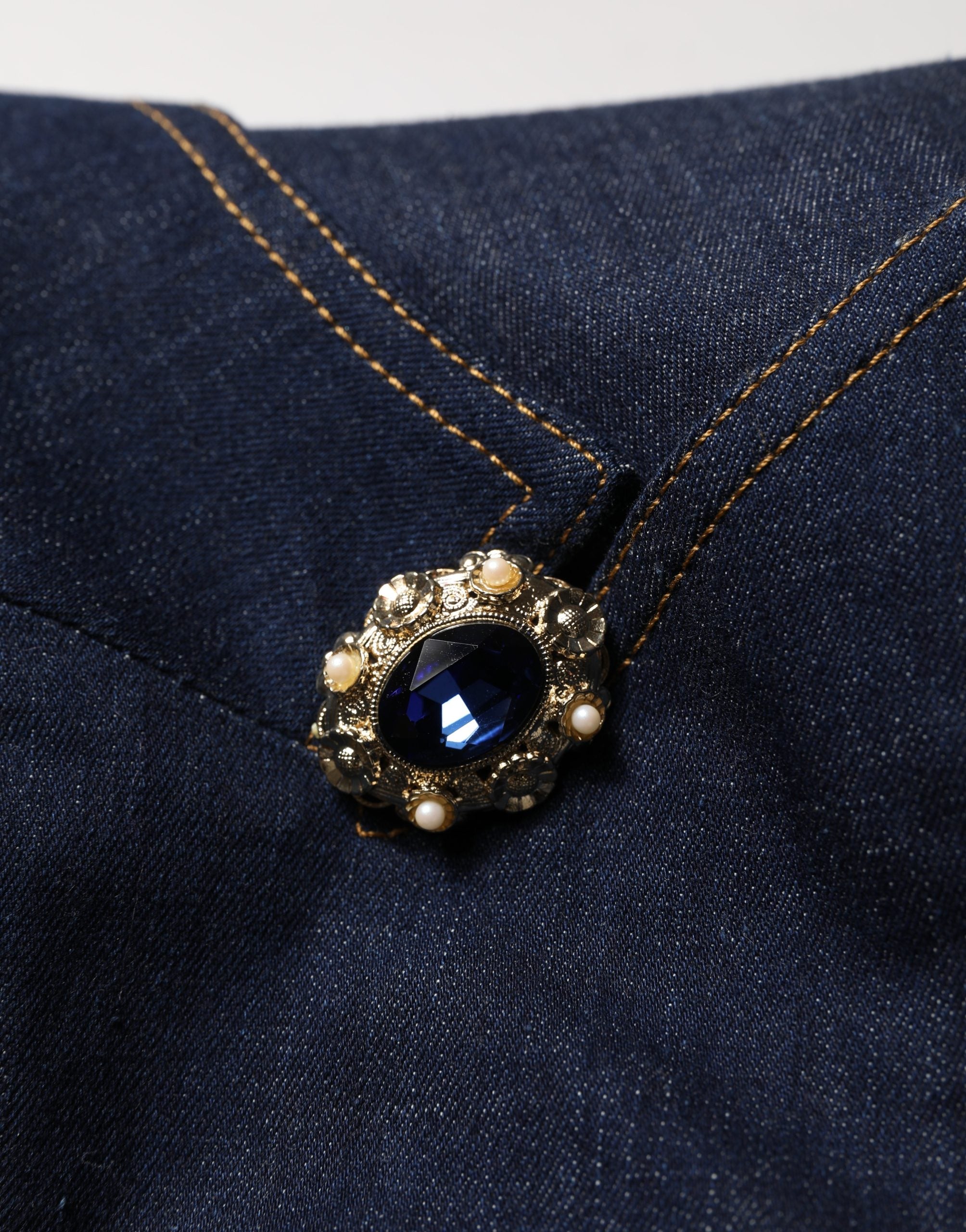 Dolce & Gabbana Blue Single-Breasted Denim Blazer Jacket Dolce & Gabbana