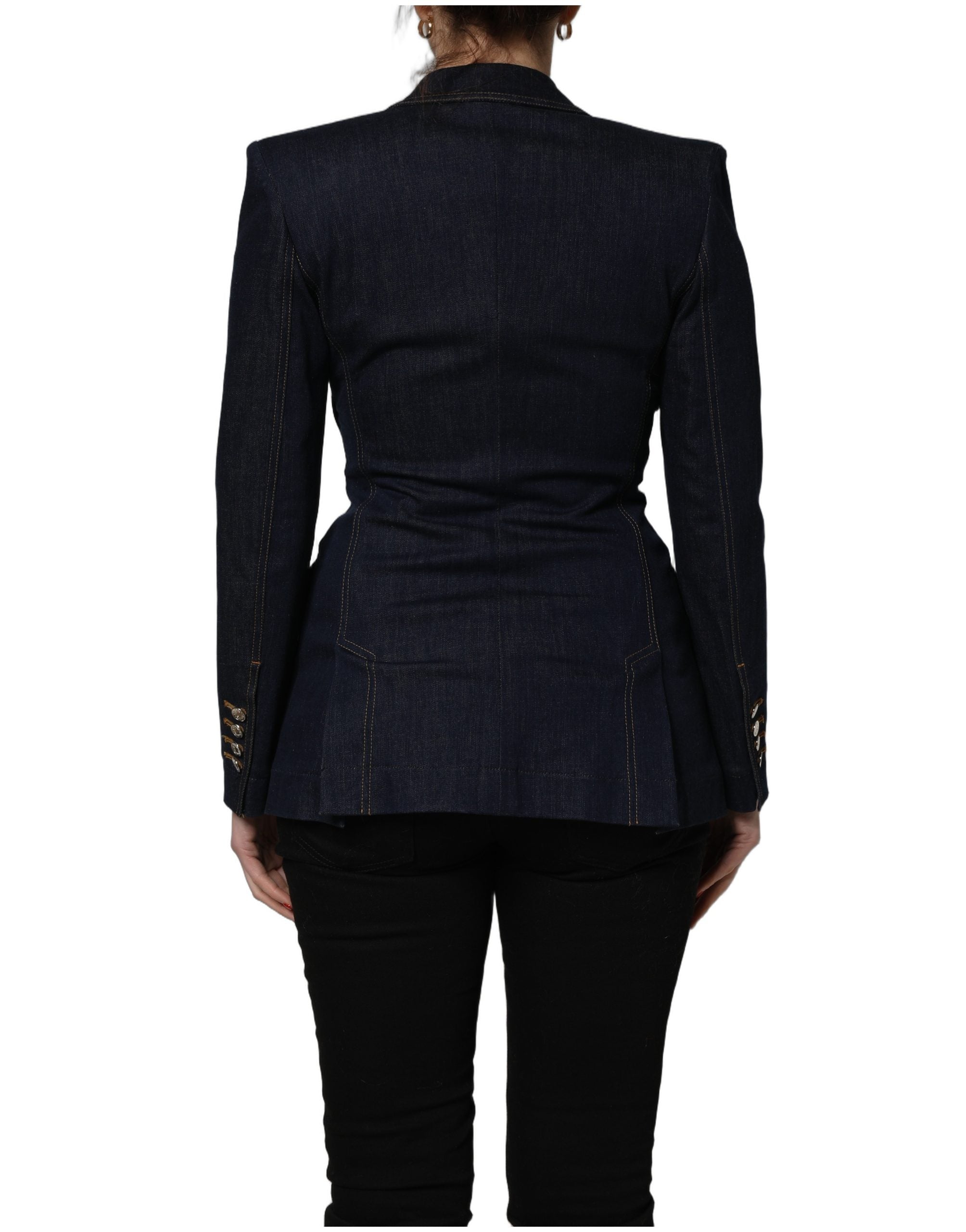 Dolce & Gabbana Blue Single-Breasted Denim Blazer Jacket Dolce & Gabbana