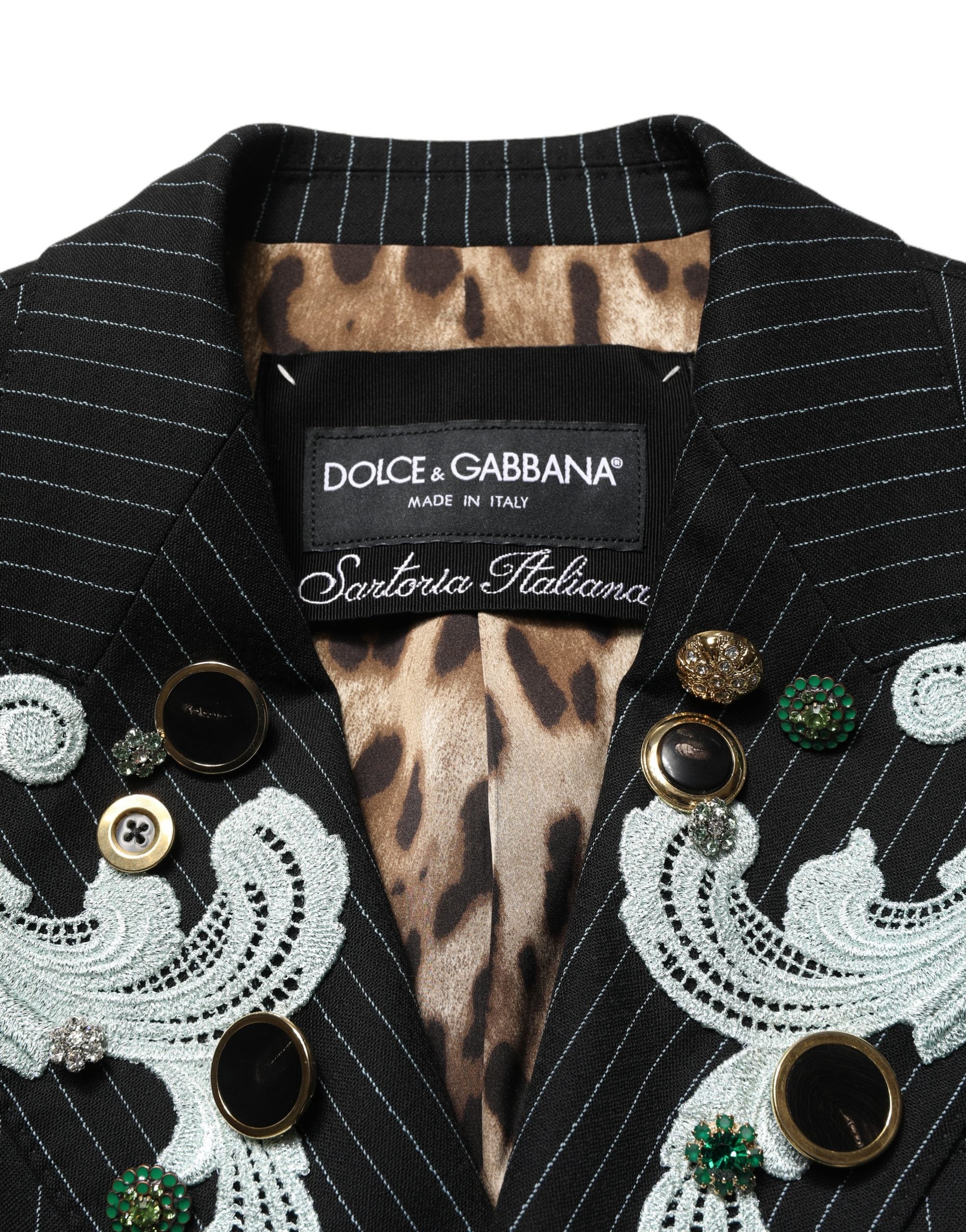Dolce & Gabbana Black Stripe Double-Breasted Blazer Jacket Dolce & Gabbana