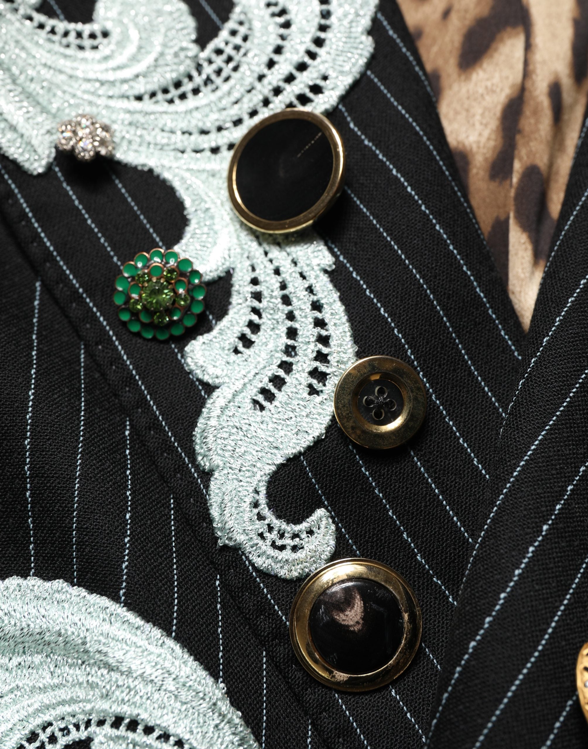 Dolce & Gabbana Black Stripe Double-Breasted Blazer Jacket Dolce & Gabbana