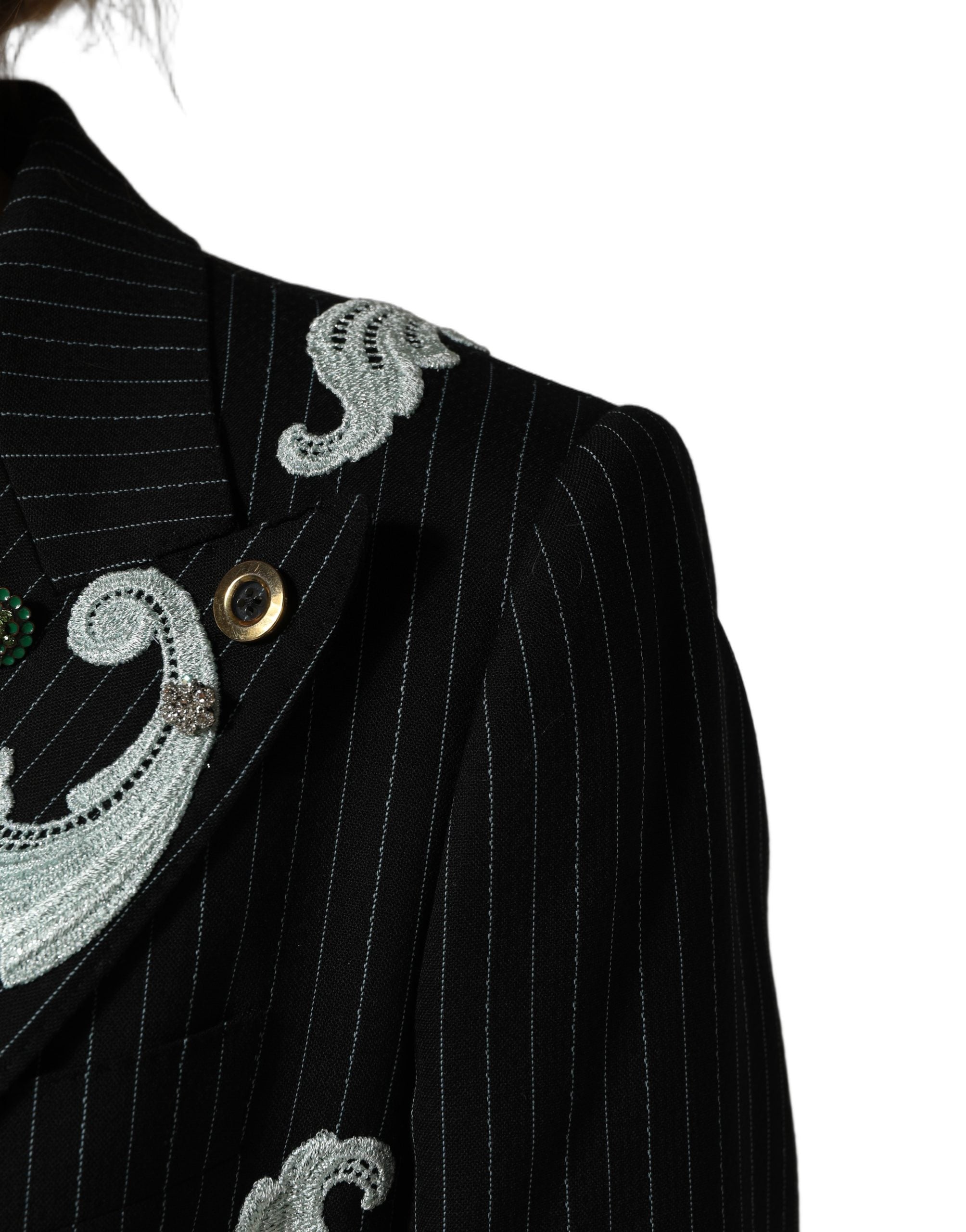 Dolce & Gabbana Black Stripe Double-Breasted Blazer Jacket Dolce & Gabbana