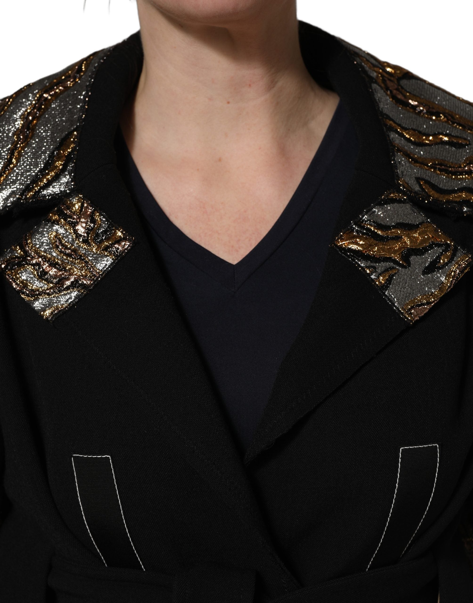 Dolce & Gabbana Black Single-Breasted Brocade Coat Jacket Dolce & Gabbana