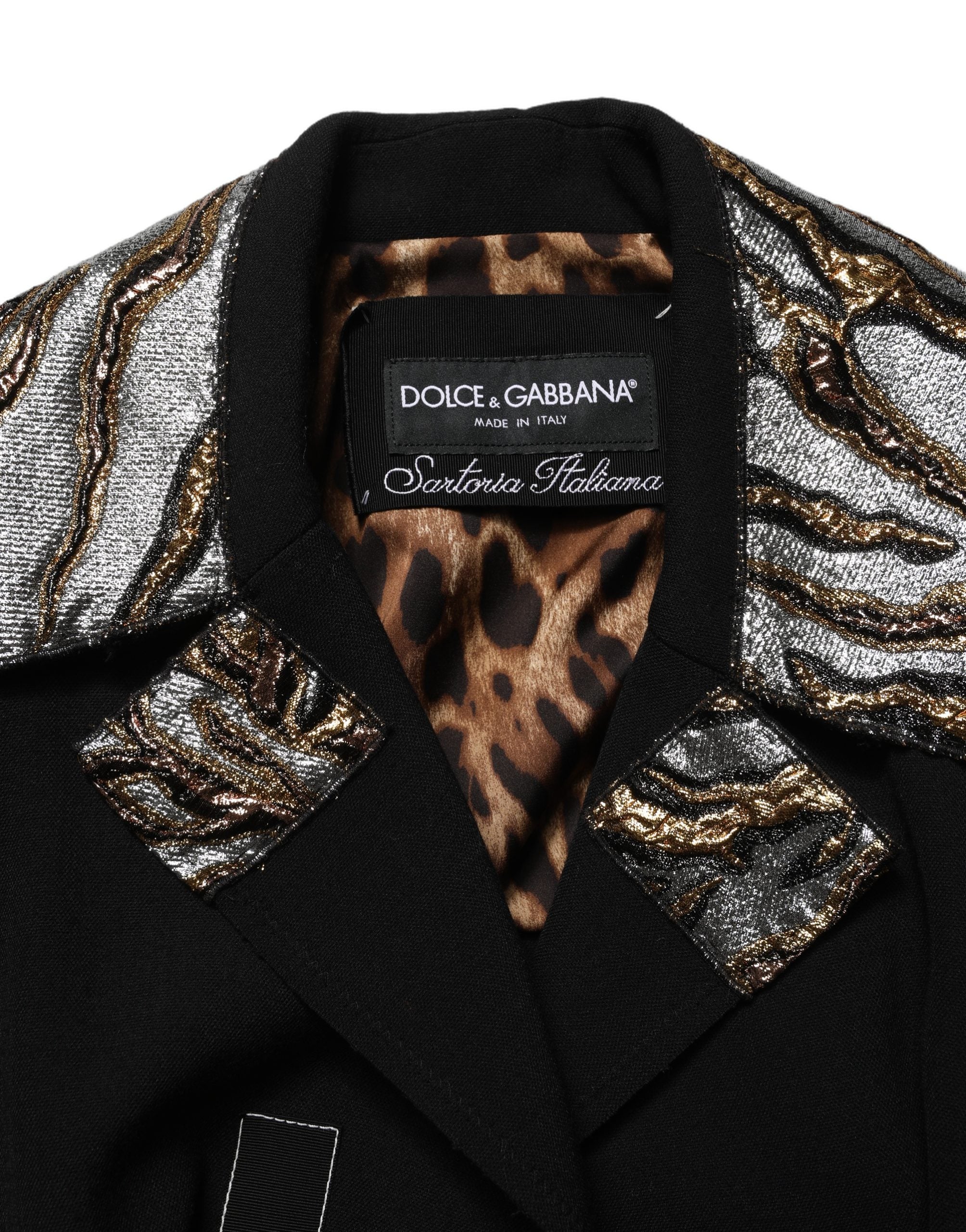 Dolce & Gabbana Black Single-Breasted Brocade Coat Jacket Dolce & Gabbana
