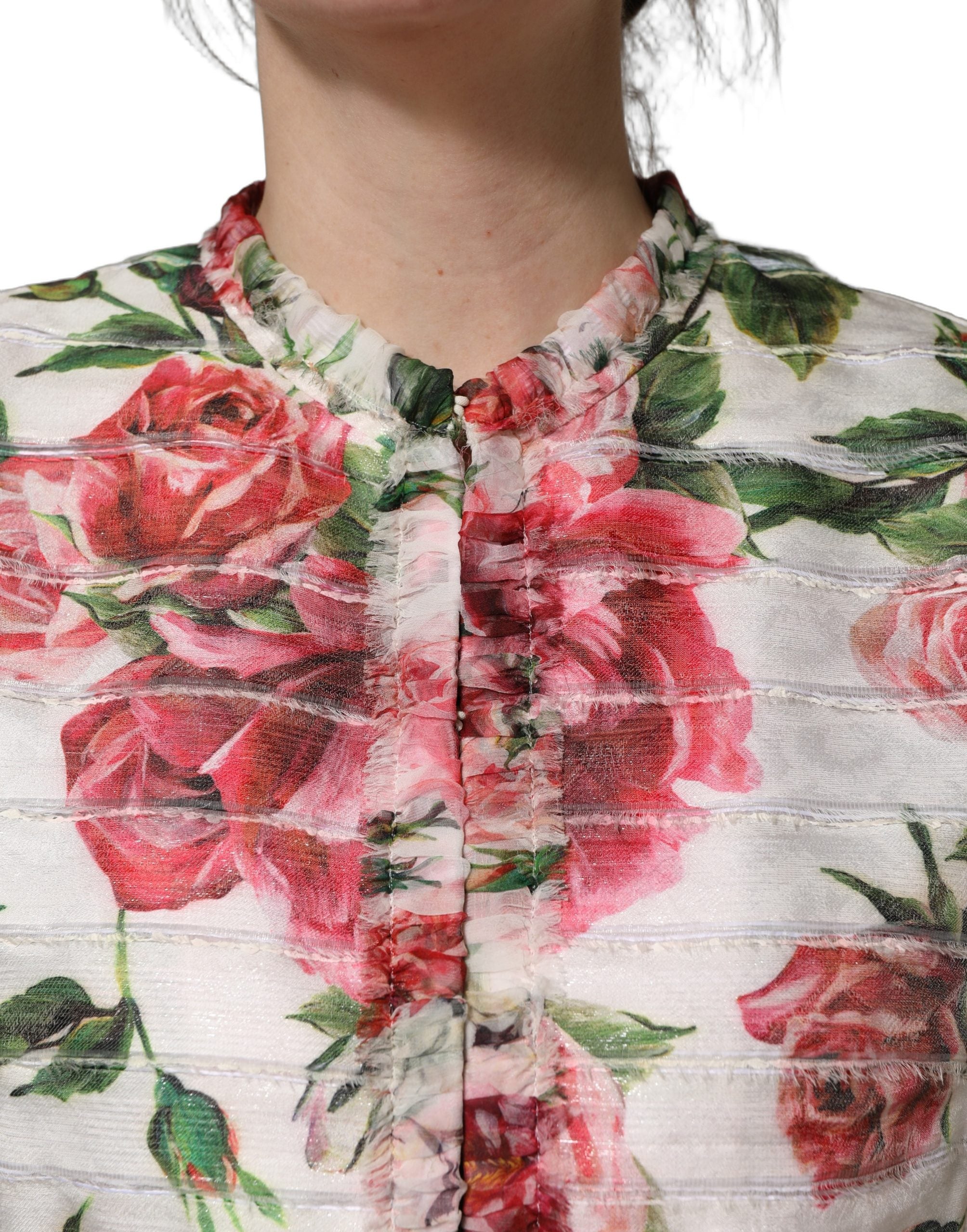 Dolce & Gabbana Multicolor Peony Print Polyester Coat Jacket Dolce & Gabbana