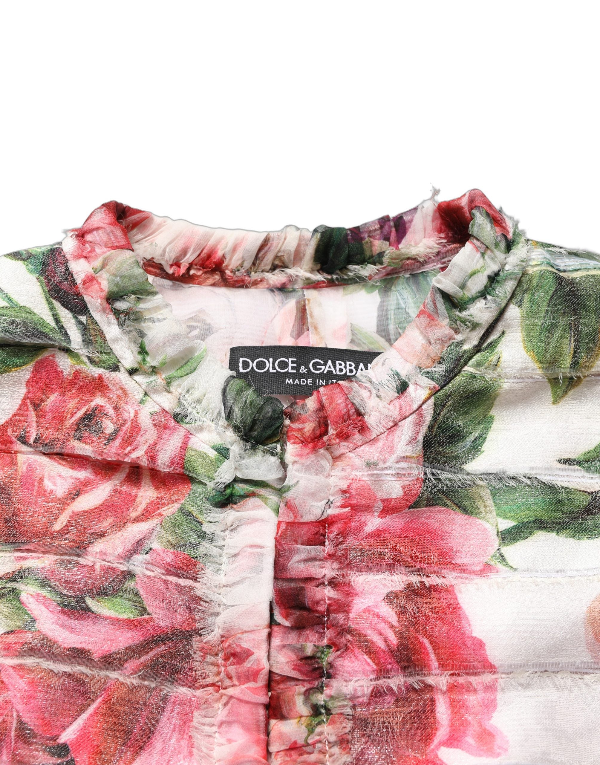 Dolce & Gabbana Multicolor Peony Print Polyester Coat Jacket Dolce & Gabbana