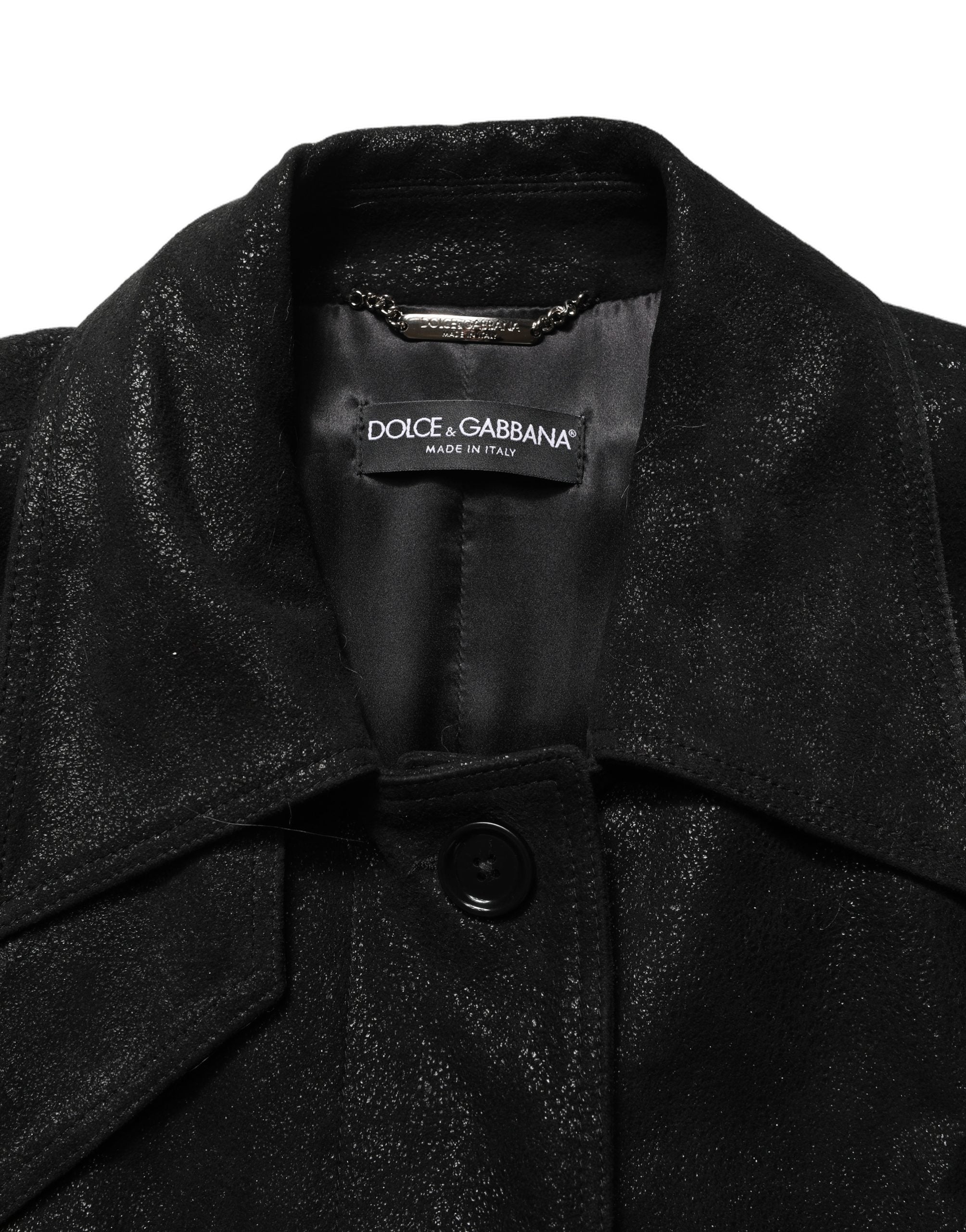 Dolce & Gabbana Black Belted Sheepskin Trench Coat Jacket Dolce & Gabbana