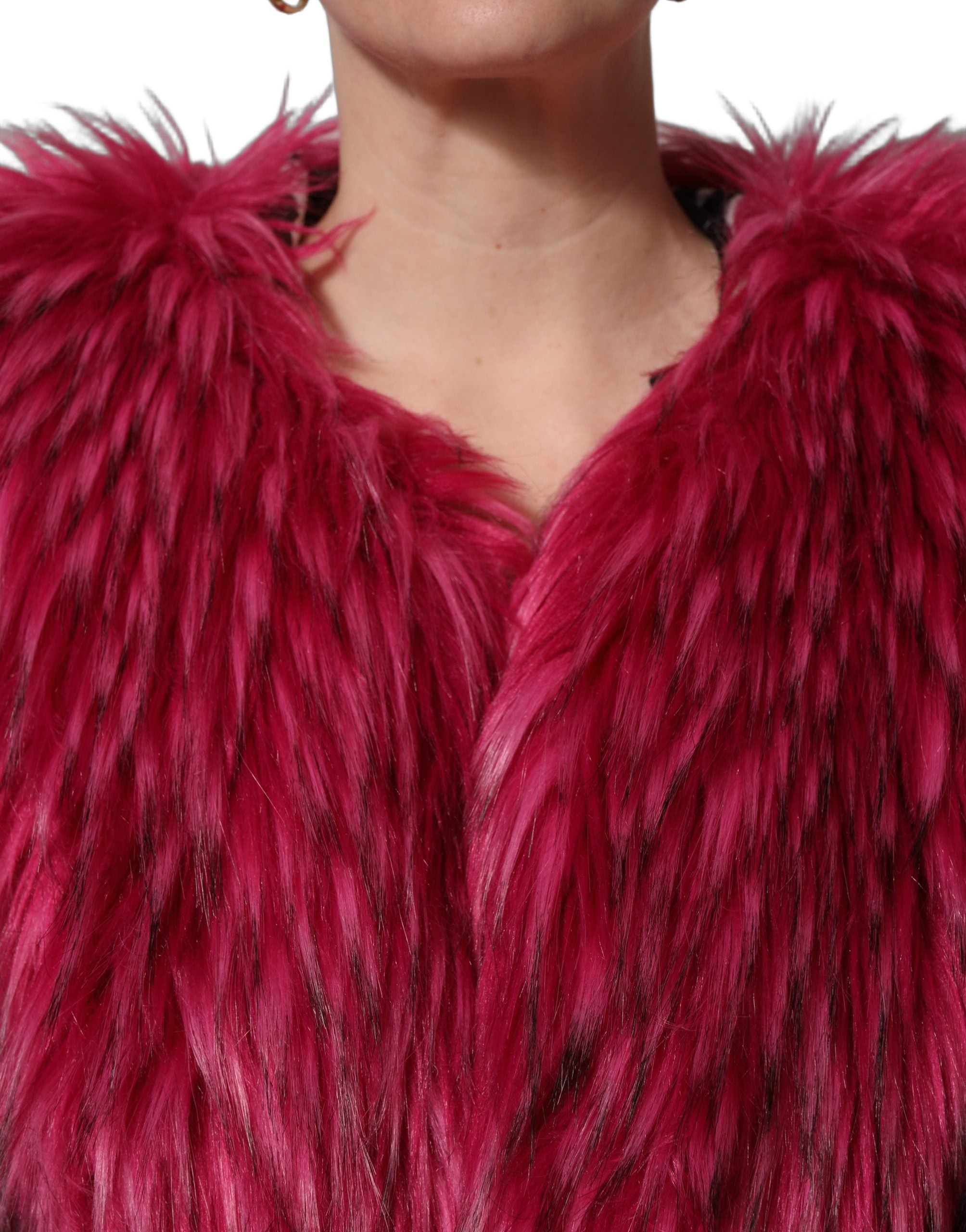 Dolce & Gabbana Fuchsia Belted Faux-Fur Trench Coat Jacket Dolce & Gabbana