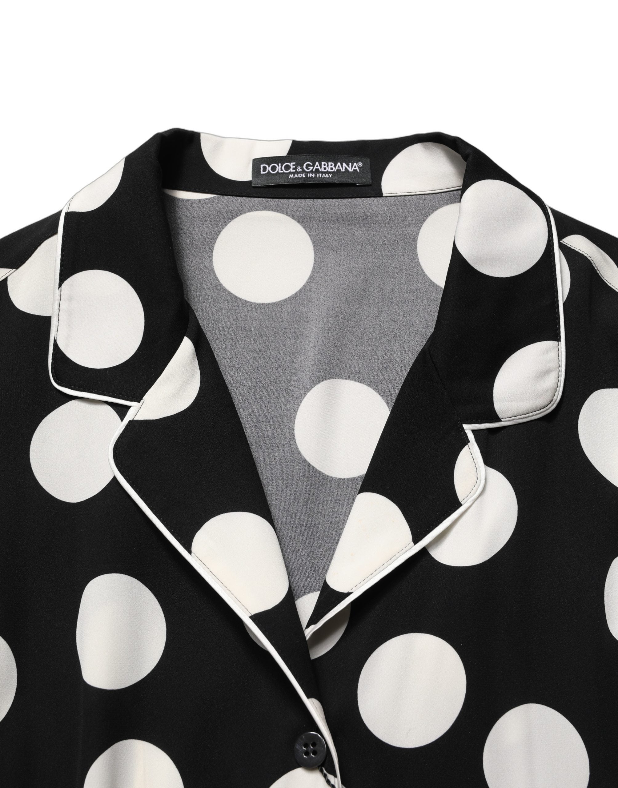Dolce & Gabbana Black White Polka Dot Pajama 2 Piece Set Sleepwear Dolce & Gabbana