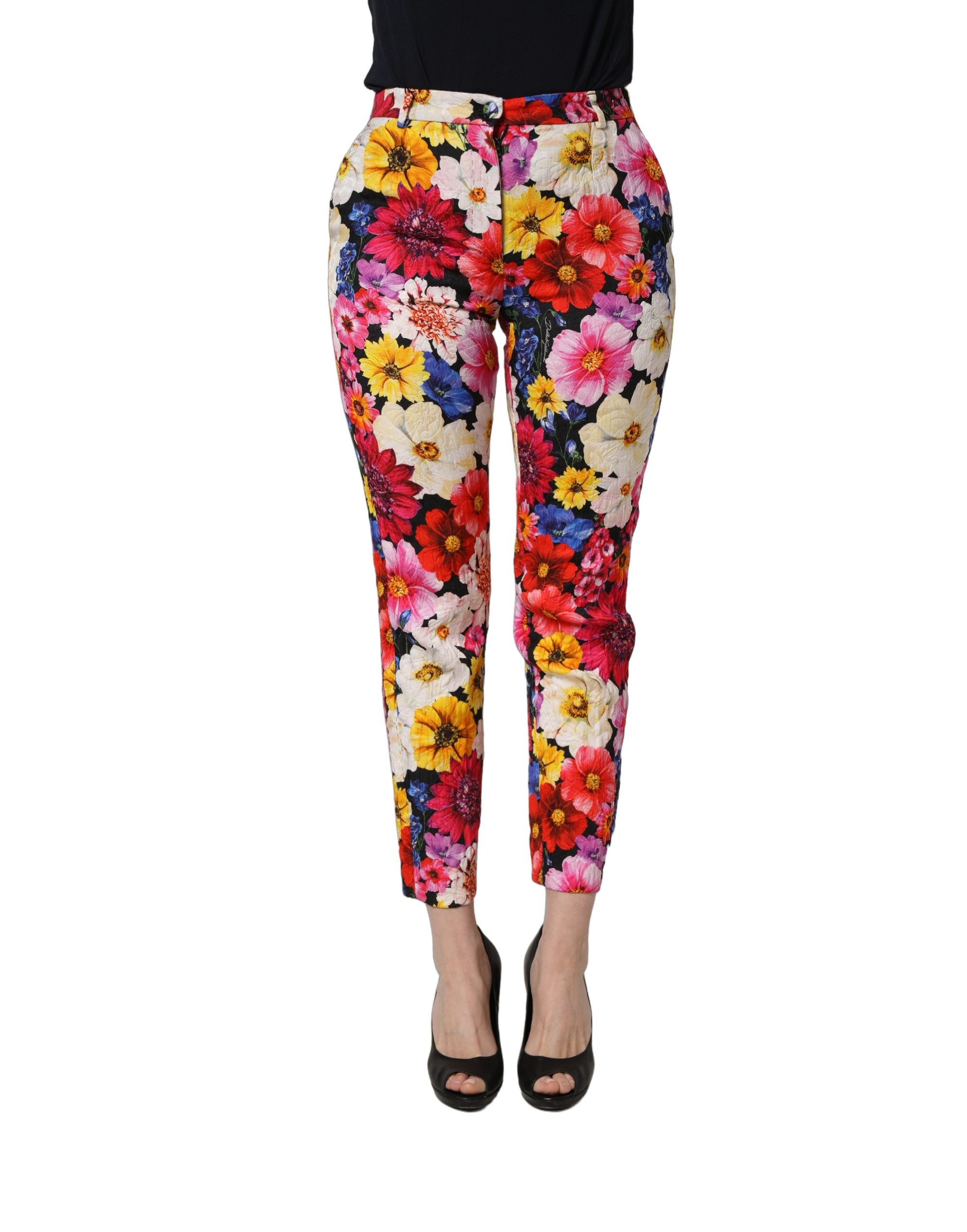 Dolce & Gabbana Multicolor Floral Print Tapered Trouser Pants Dolce & Gabbana