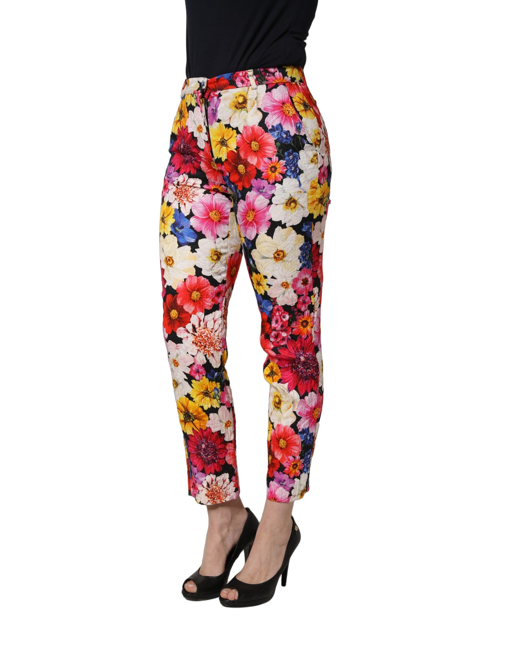 Dolce & Gabbana Multicolor Floral Print Tapered Trouser Pants Dolce & Gabbana