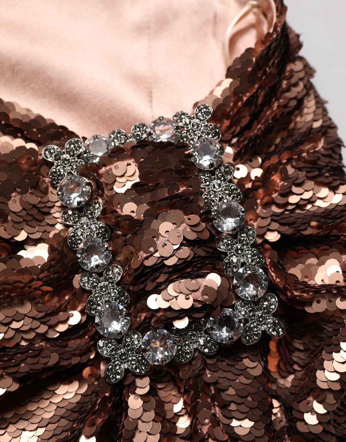 Dolce & Gabbana Rose Gold Embellished Sequinned Maxi Skirt