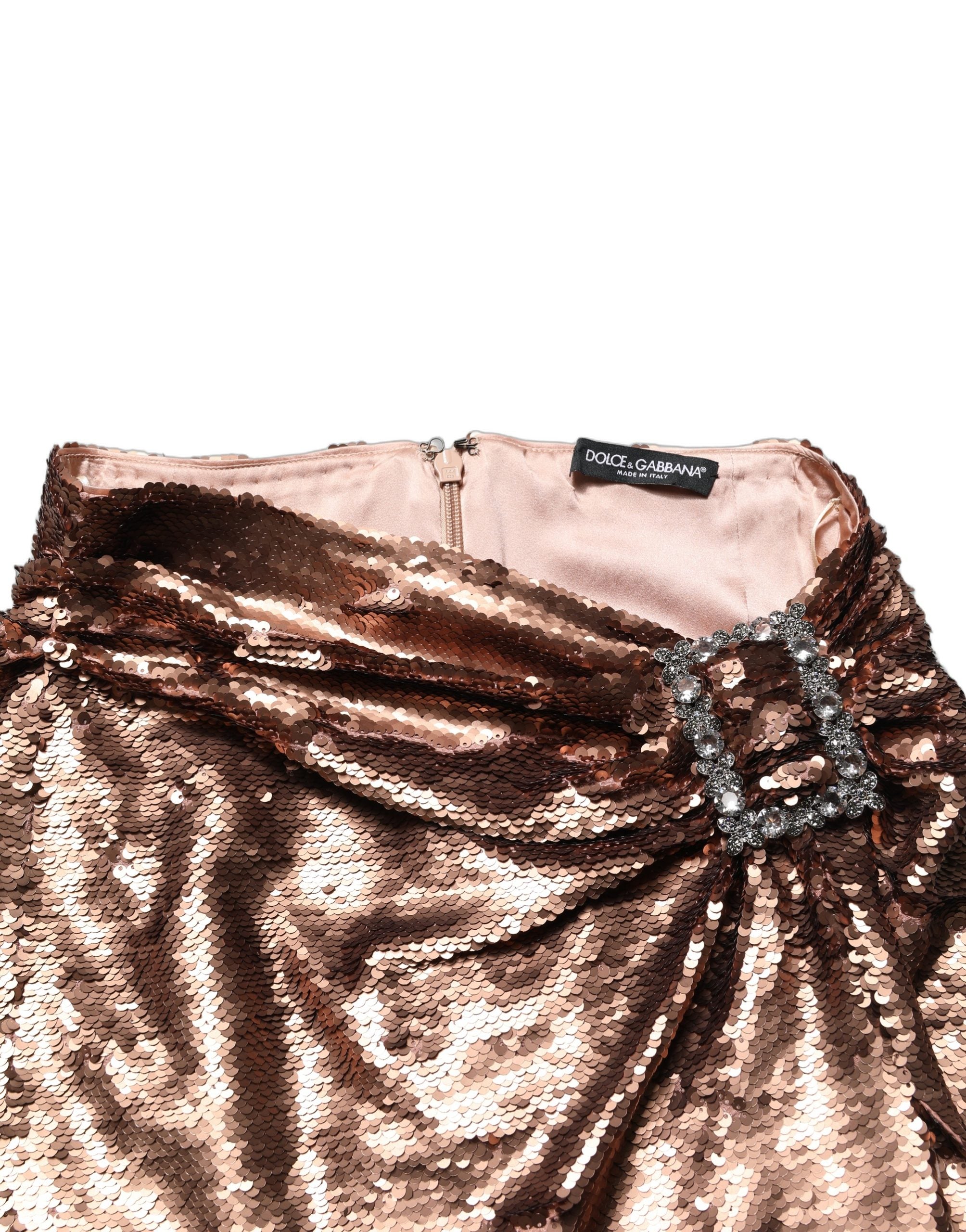 Dolce & Gabbana Rose Gold Embellished Sequinned Maxi Skirt Dolce & Gabbana