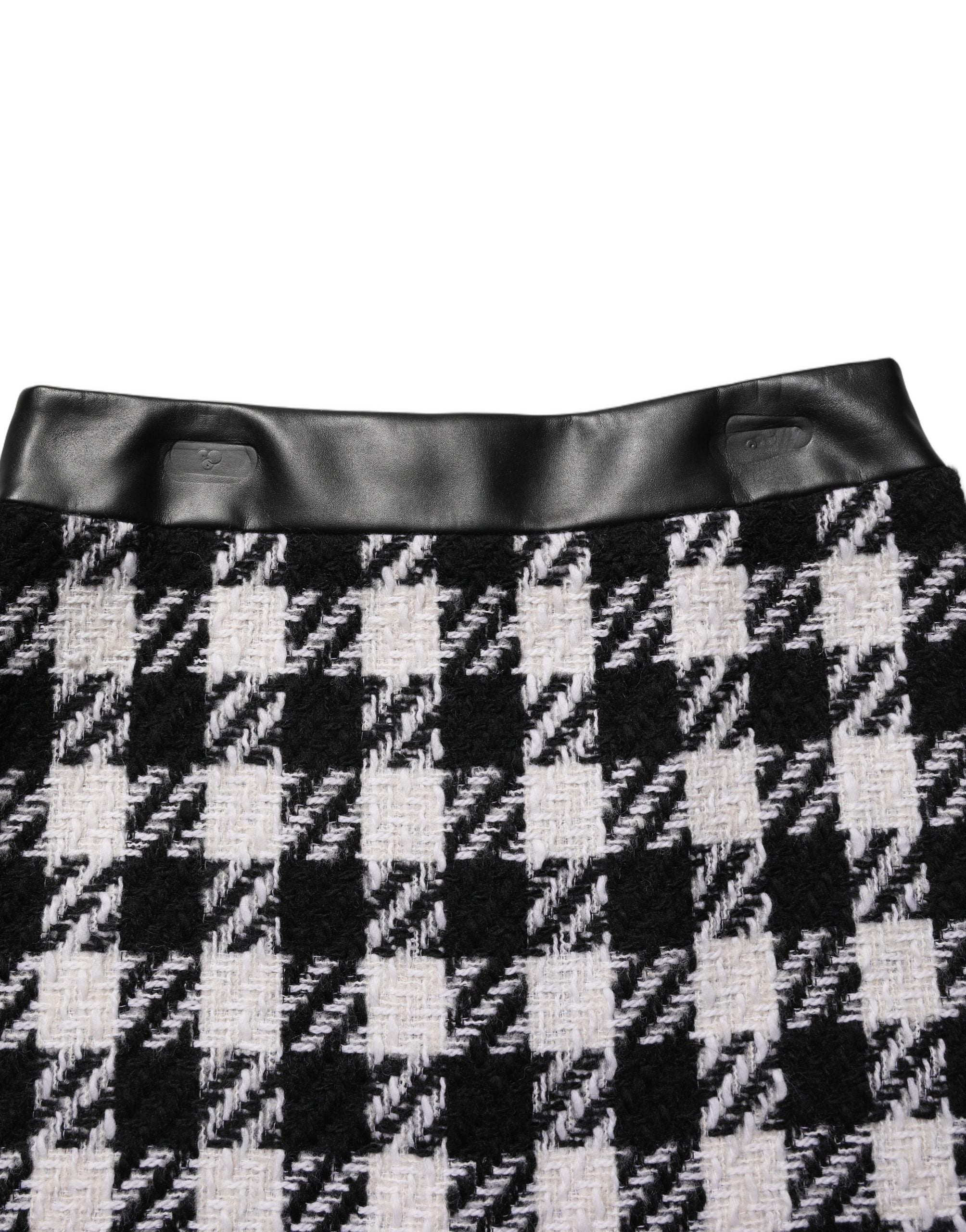 Dolce & Gabbana Black White Tweed Houndstooth Mini Skirt Dolce & Gabbana