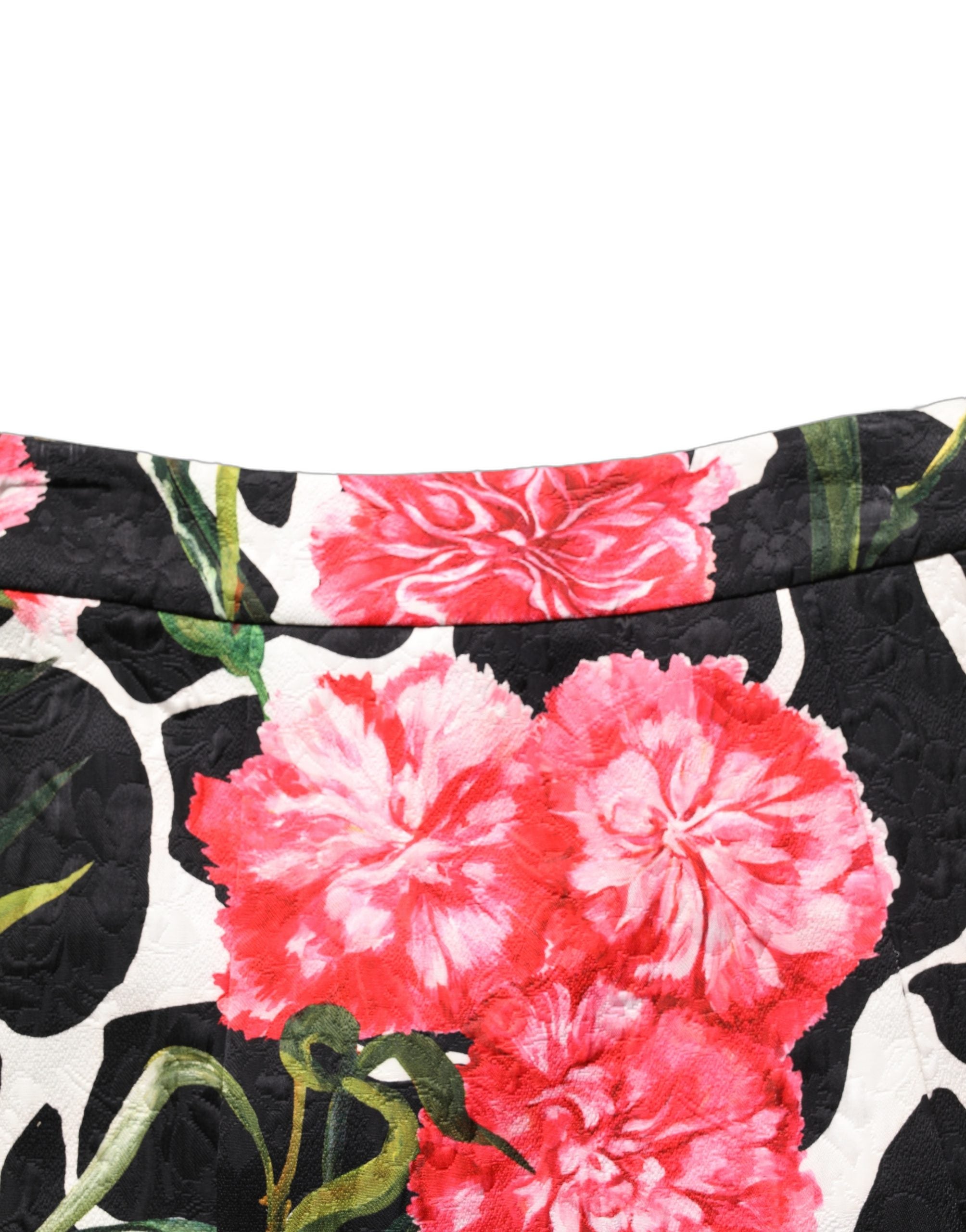 Dolce & Gabbana Black Pink Carnation Floral Print Jacquard Mini Skirt Dolce & Gabbana