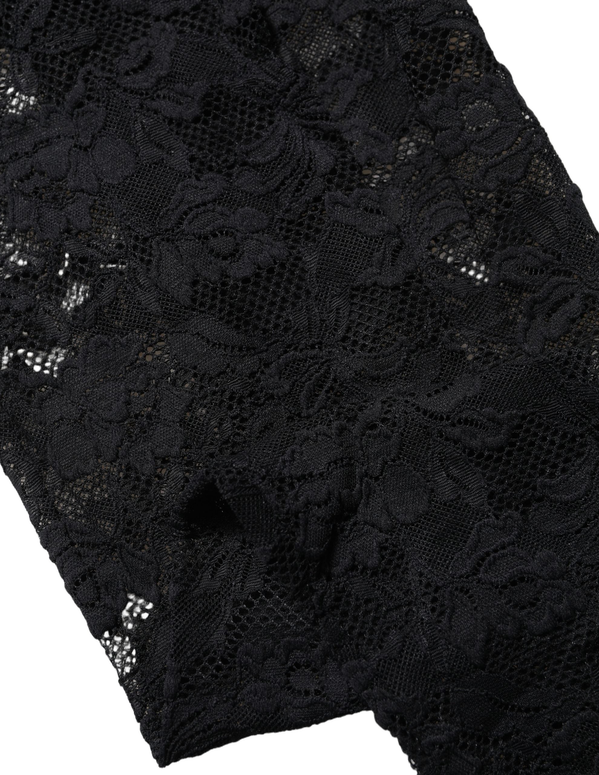 Dolce & Gabbana Black Floral Lace Thigh High Stockings Socks Dolce & Gabbana