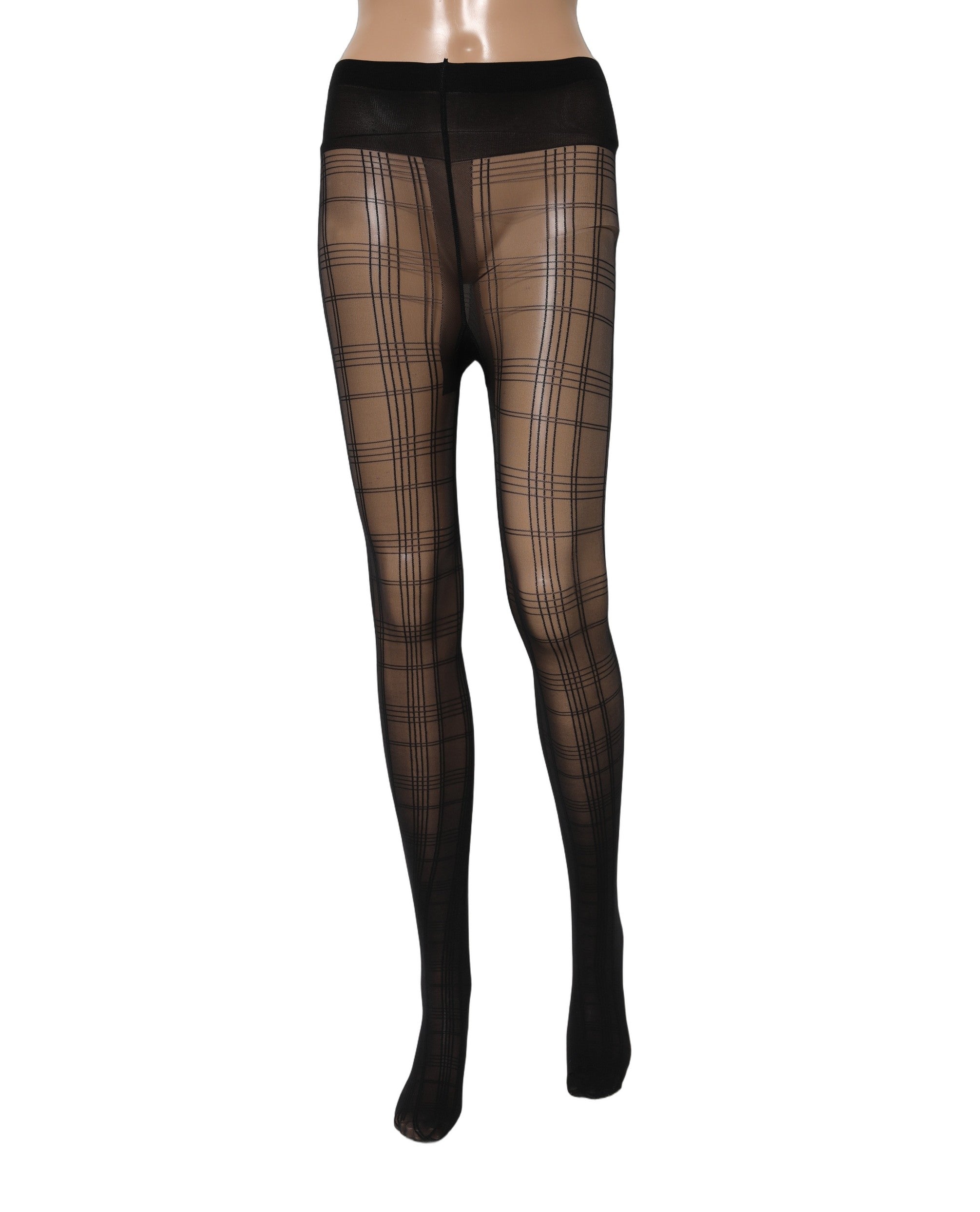 Dolce & Gabbana Black Nylon Tartan Pattern Tights Stockings Socks Dolce & Gabbana
