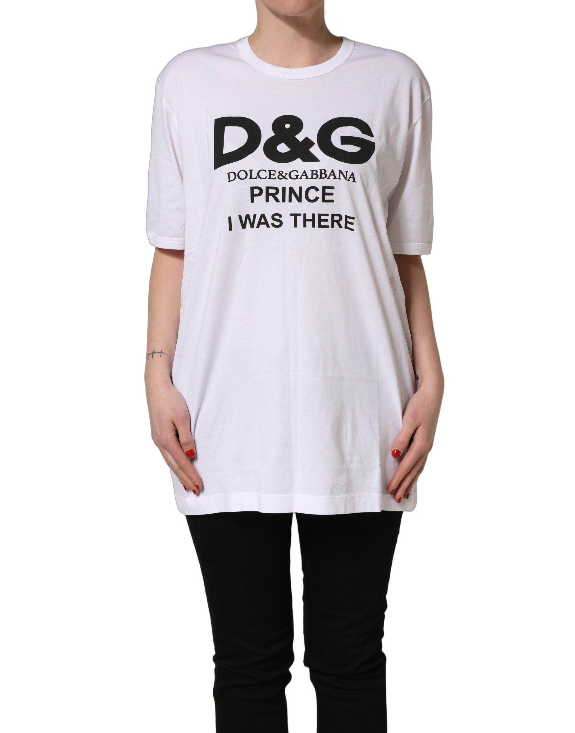 Dolce & Gabbana White D&G PRINCE I WAS THERE Crew Neck T-shirt Dolce & Gabbana