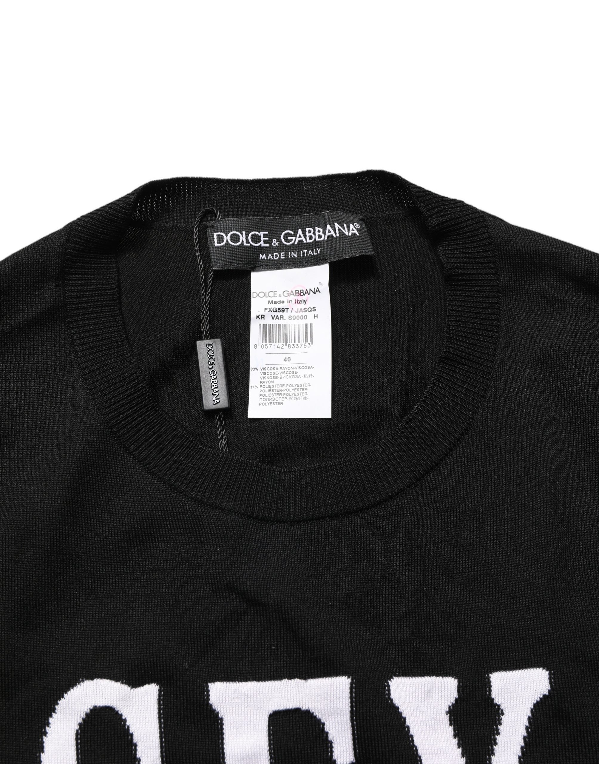 Dolce & Gabbana Black Graphic Print Long-Sleeved Top Dolce & Gabbana