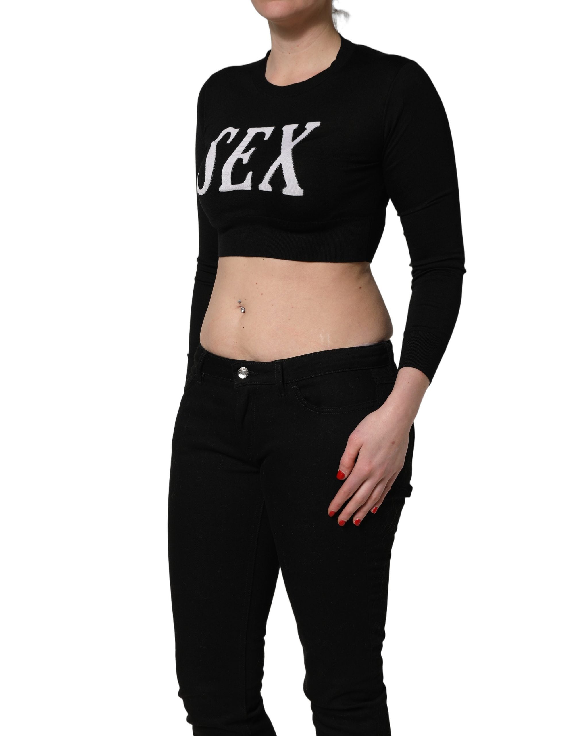 Dolce & Gabbana Black Graphic Print Long-Sleeved Top Dolce & Gabbana