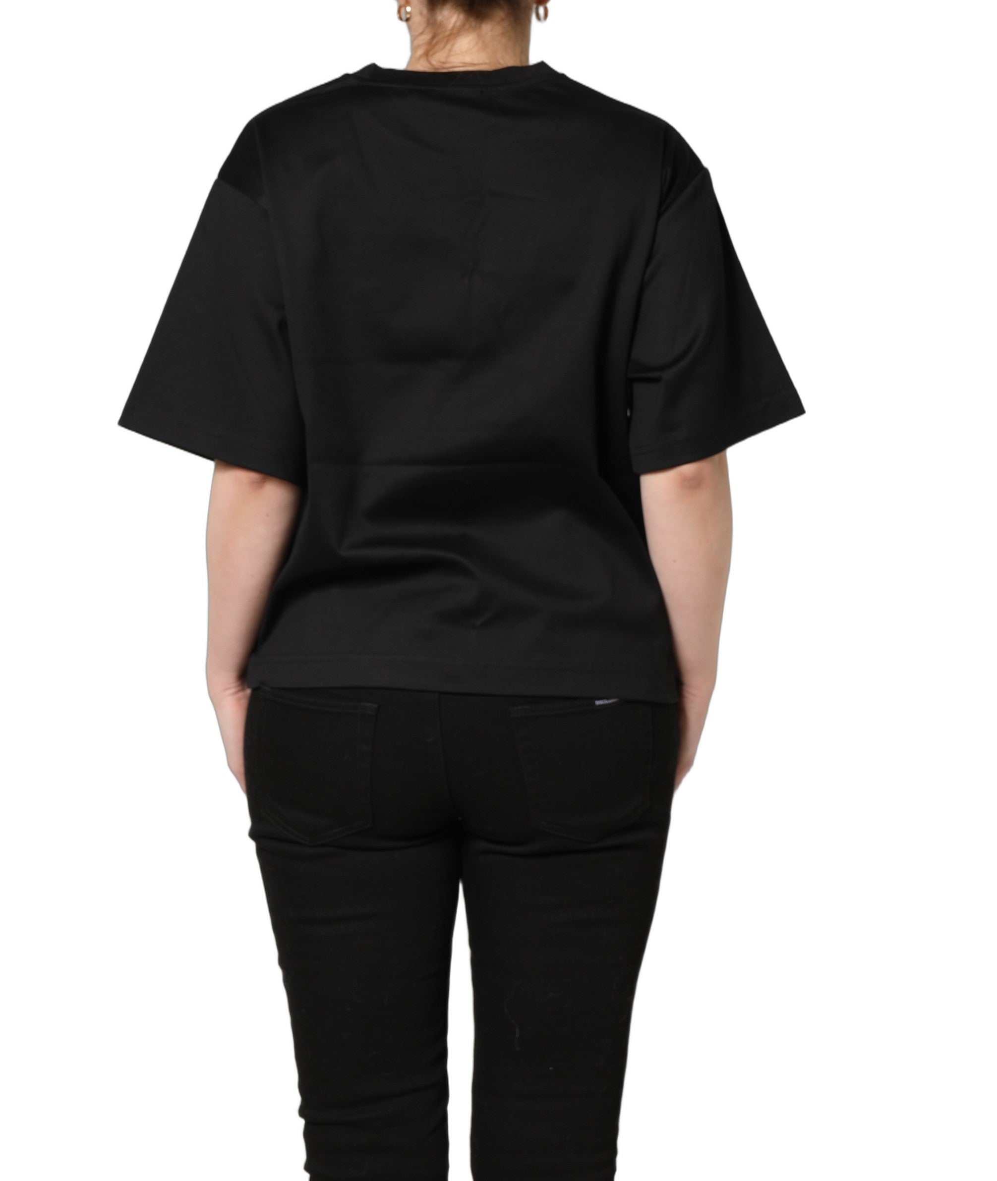 Dolce & Gabbana Black Jersey Graphic Short Sleeve Crew Neck T-shirt Dolce & Gabbana