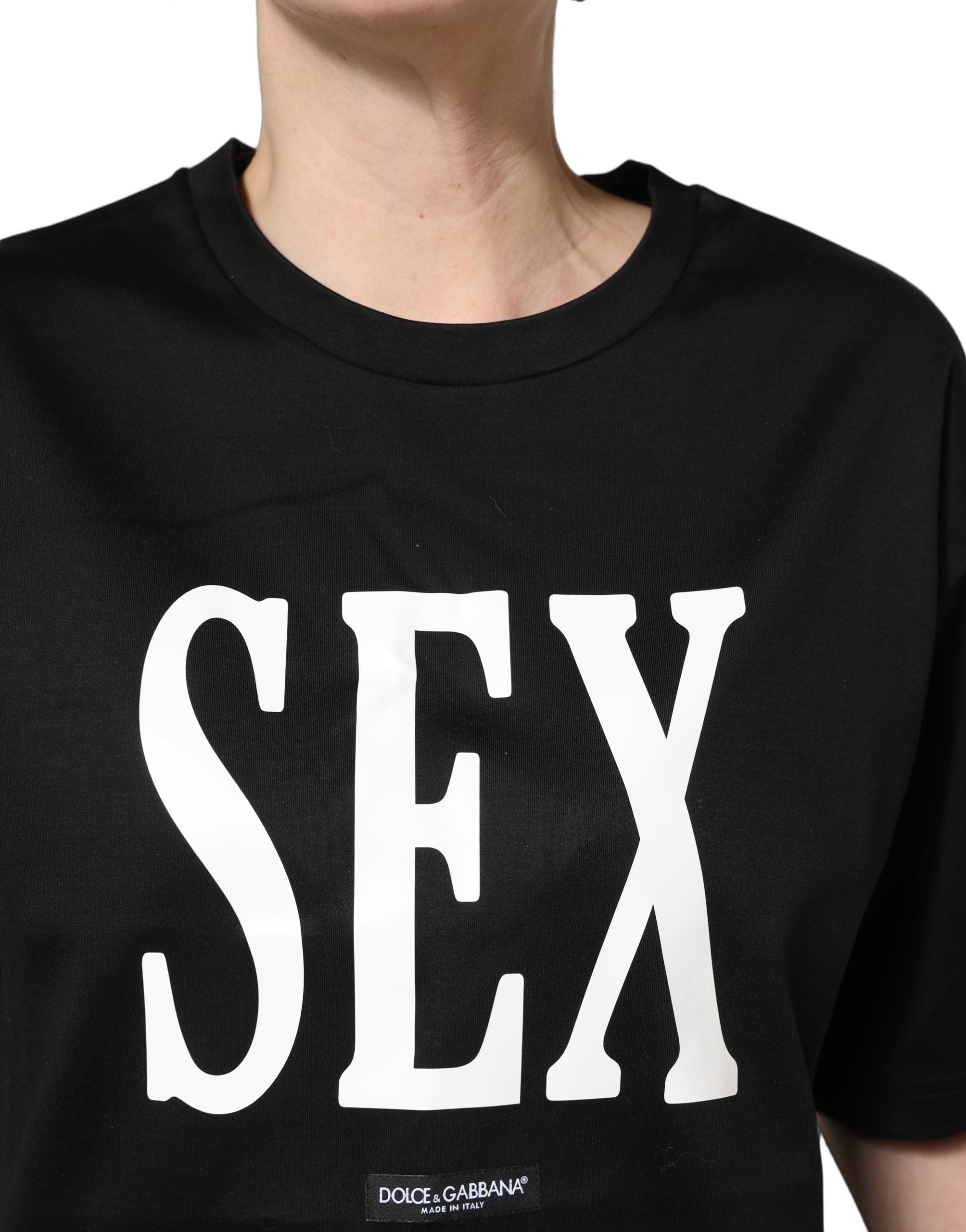 Dolce & Gabbana Black Jersey Graphic Short Sleeve Crew Neck T-shirt Dolce & Gabbana